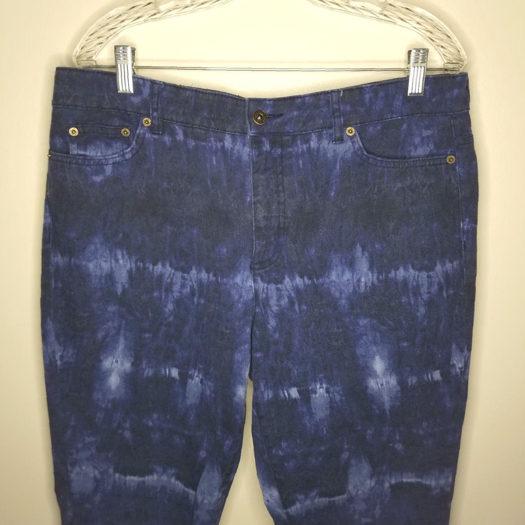 Ralph Lauren Lauren Ralph Lauren Womens Jeans Size 14 Skinny Cropped Blue Tie Dye Size 36" / US 14 / IT 50 - 2 Thumbnail