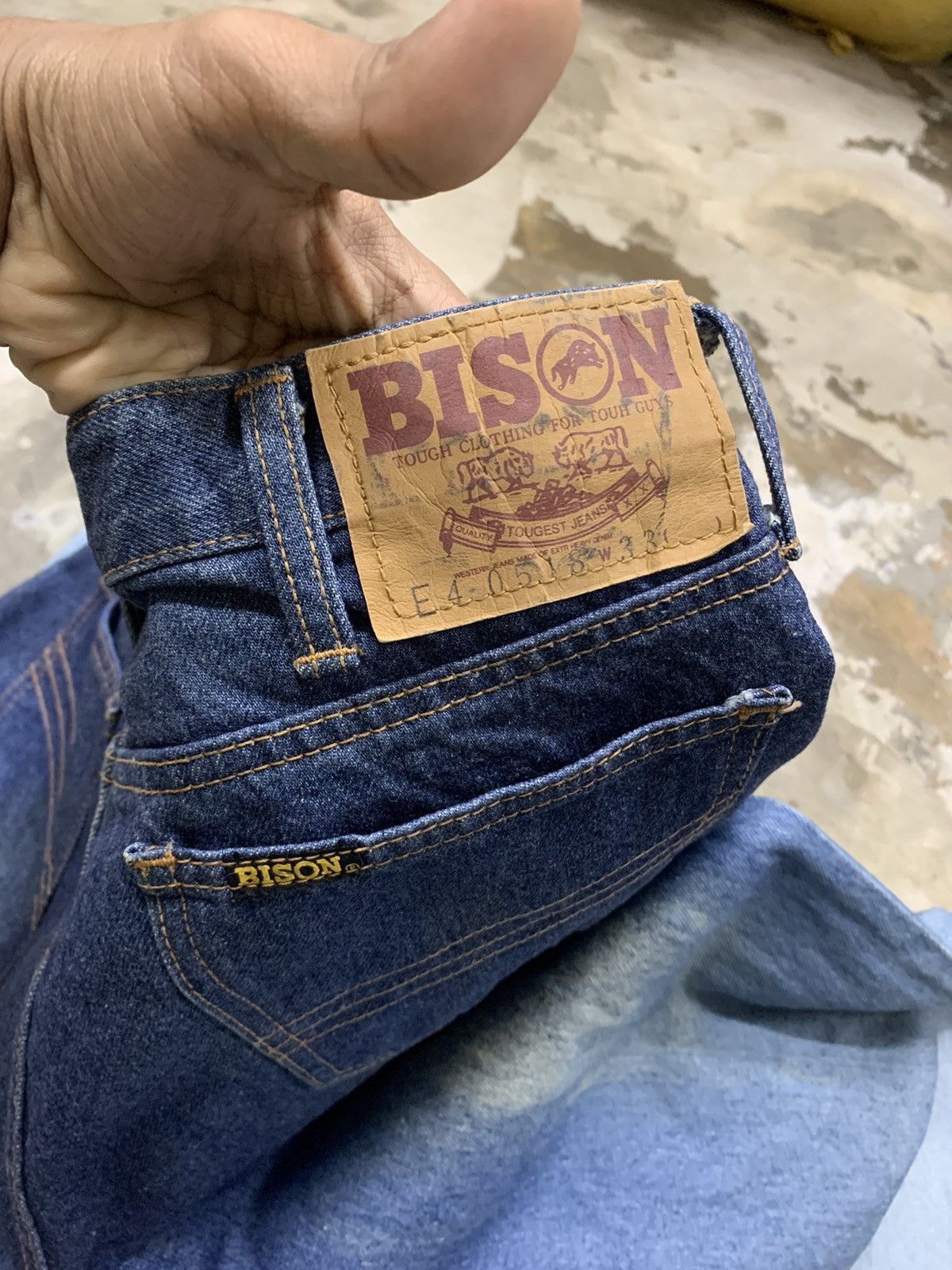 If Six Was Nine 90s BISON DOUBLE COLOUR FLARE JEANS Size US 32 / EU 48 - 18 Thumbnail