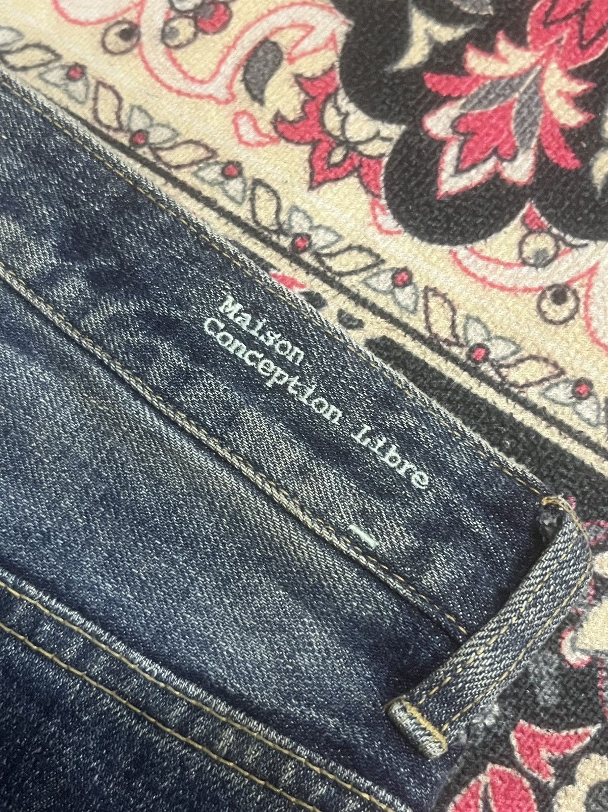 Japanese Brand Maison Conception Libre Two Toned Distressed Whisker Jeans Size US 32 / EU 48 - 7 Thumbnail