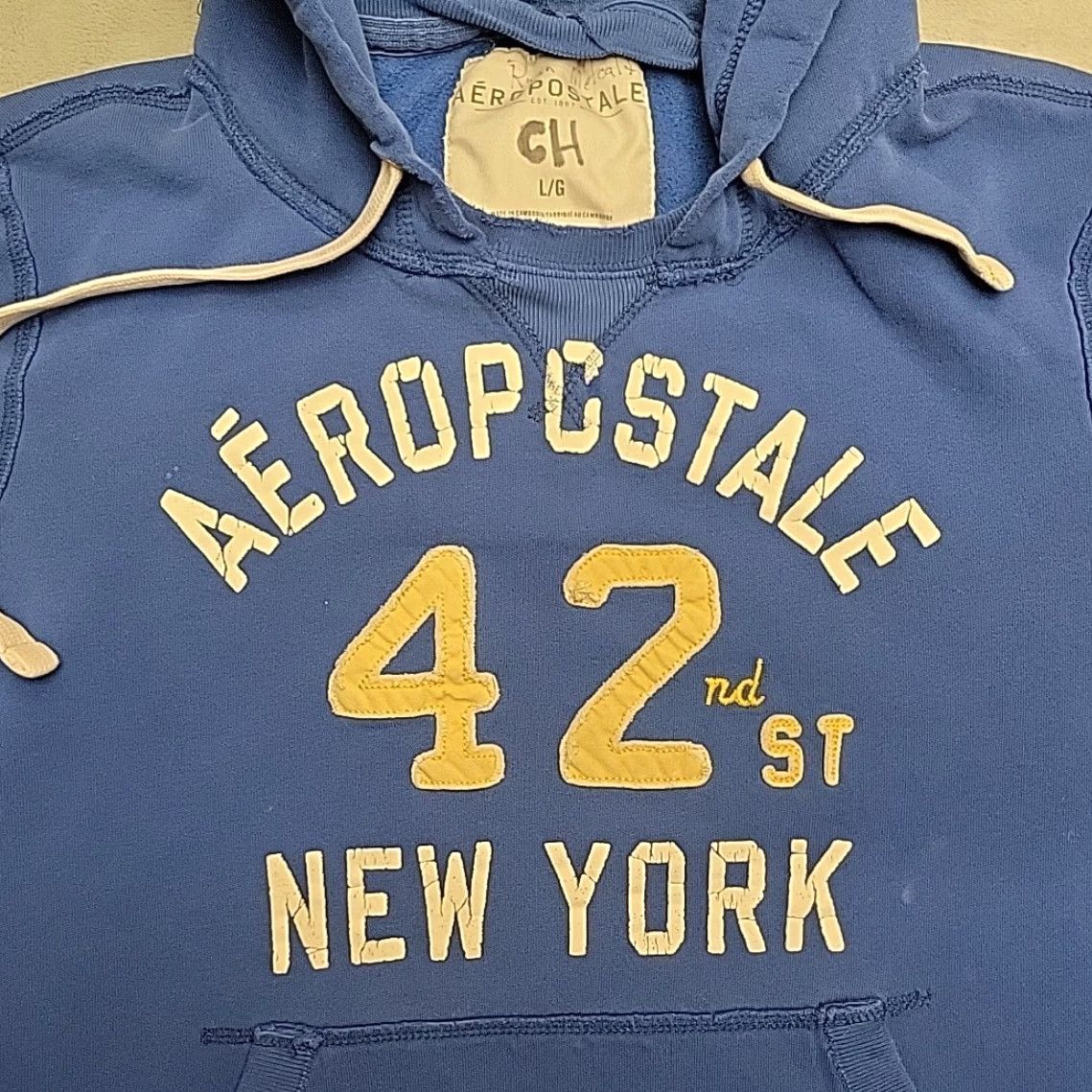 Abercrombie & Fitch VTG Aeropostale Hoodie L Blue Fleece Pullover Cropped 90s USA Logo Sweatshirt Men L Size US L / EU 52-54 / 3 - 3 Thumbnail