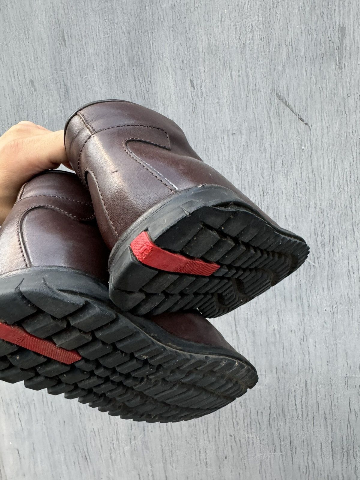 Prada × Vintage Prada Vintage Leather Brown Red Tab Boots size 39 Size US 8.5 / IT 38.5 - 13 Thumbnail