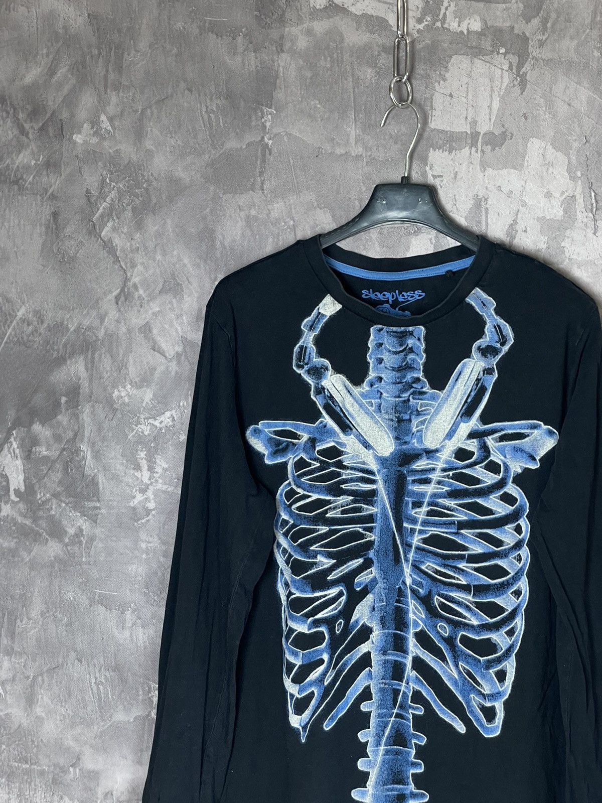 Vintage Crazy Y2K Affliction Style Skull Skeleton Bones Black LS Tee Size US M / EU 48-50 / 2 - 4 Thumbnail