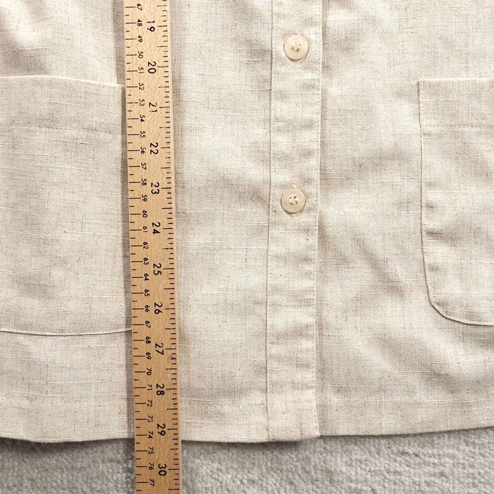 Vintage Sag Harbor Womens 14 Linen Blend Tan Beige Button-Up Top Shoulder Pads Pockets Shirt Casual Womens Size XL / US 12-14 / IT 48-50 - 6 Thumbnail
