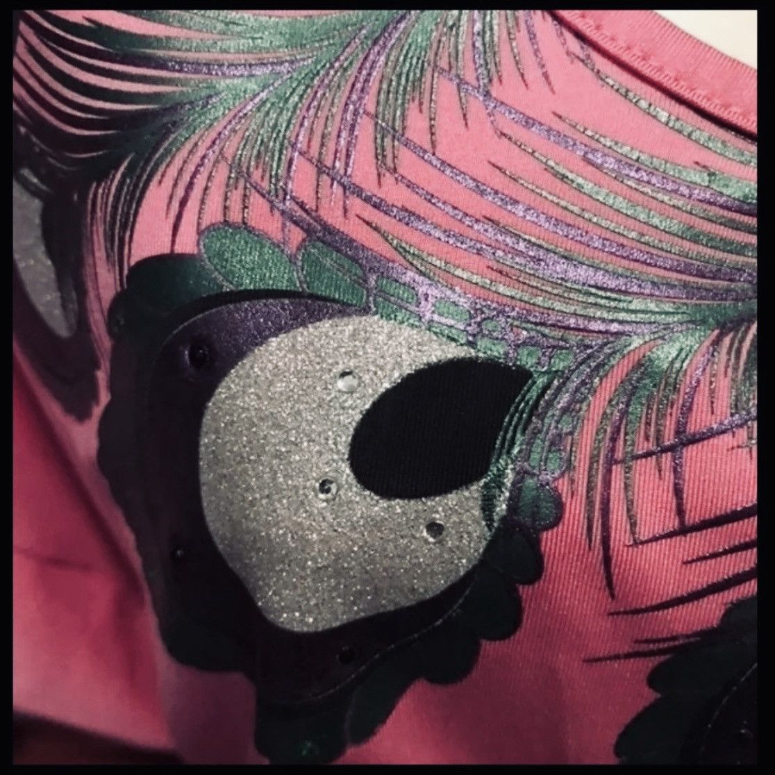 Designer × Other Colorful Bright Pink Peacock Print Dress Size L / US 10 / IT 46 - 2 Thumbnail