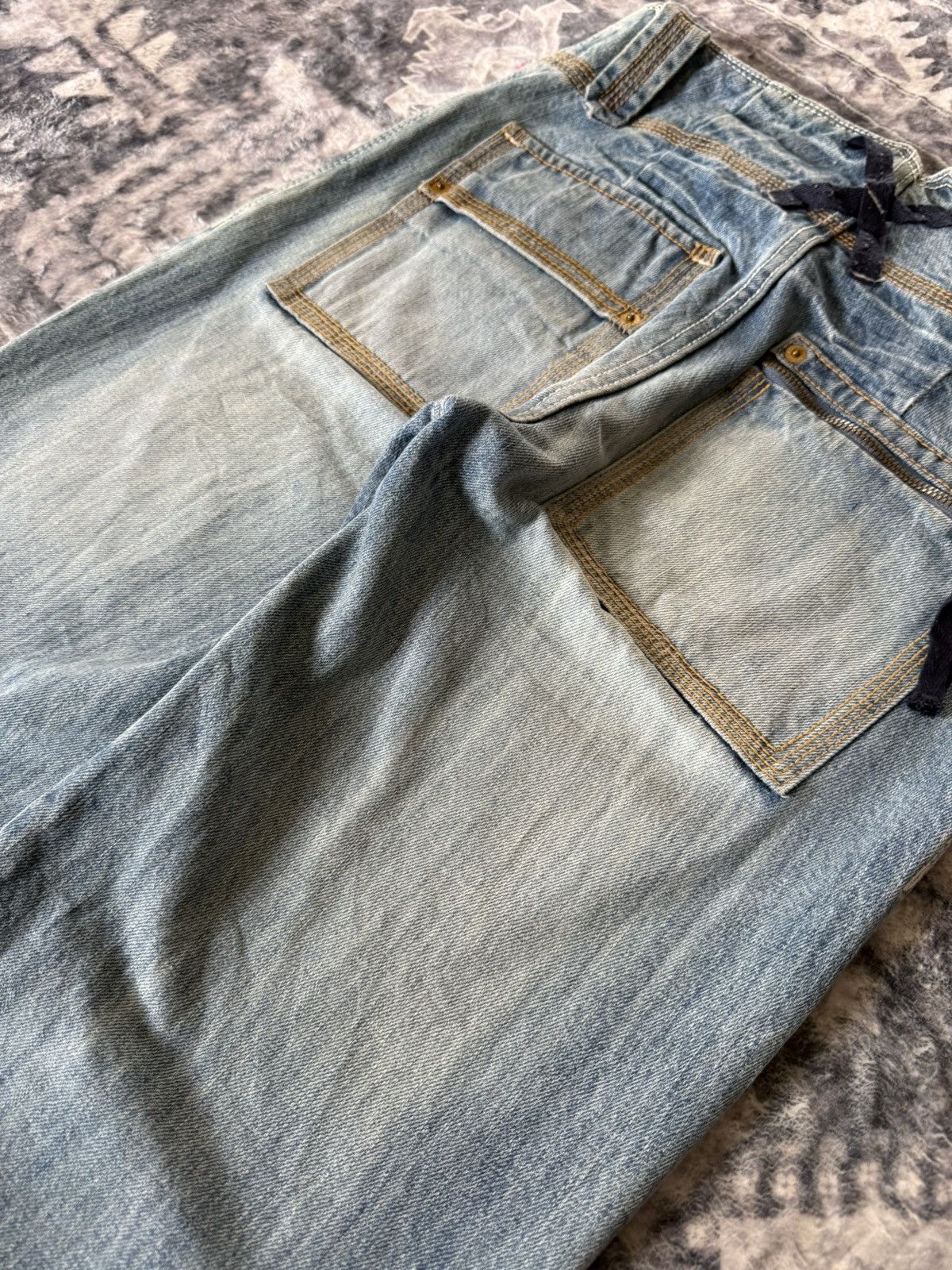 Japanese Brand Kooks & Phellica Flared Tribal Waist Skull Emblem Jeans Size US 28 / EU 44 - 16 Thumbnail