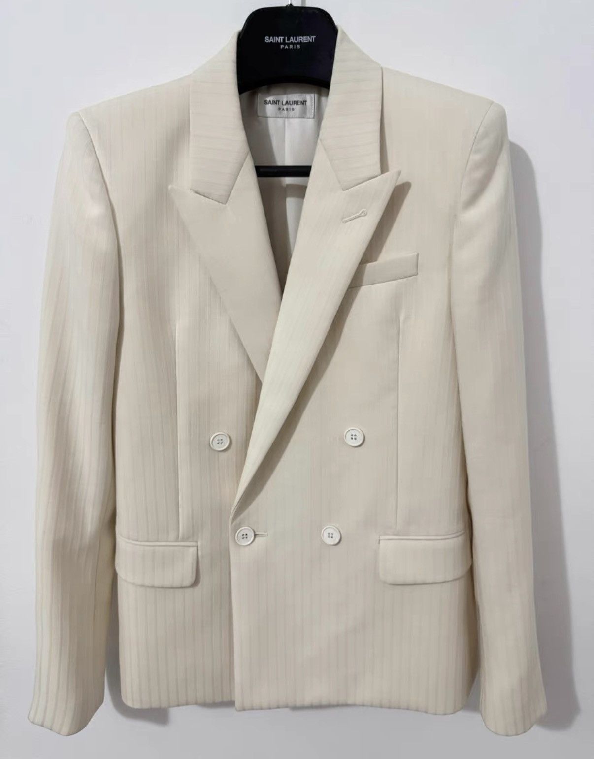 Saint Laurent Paris SLP 20SS Runway Double-Breasted Peak Lapel Striped Blazer Size US S / EU 44-46 / 1 - 1 Thumbnail