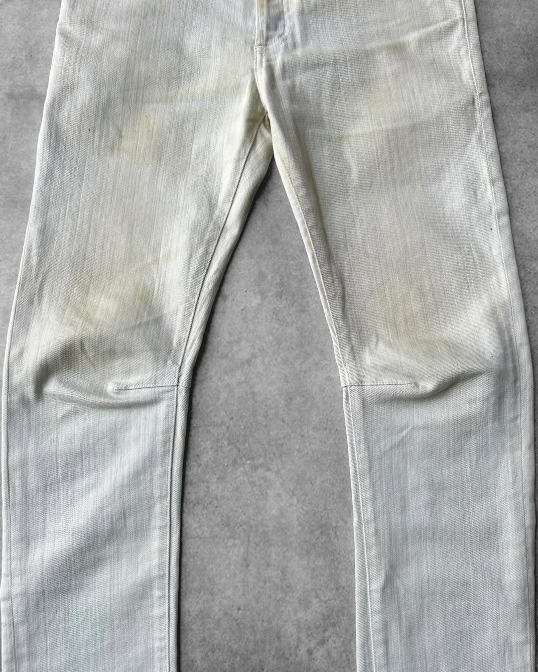 Balmain Balmain SS12 Dirty Coated Pale Yellow Washed Jeans Size US 31 - 4 Thumbnail
