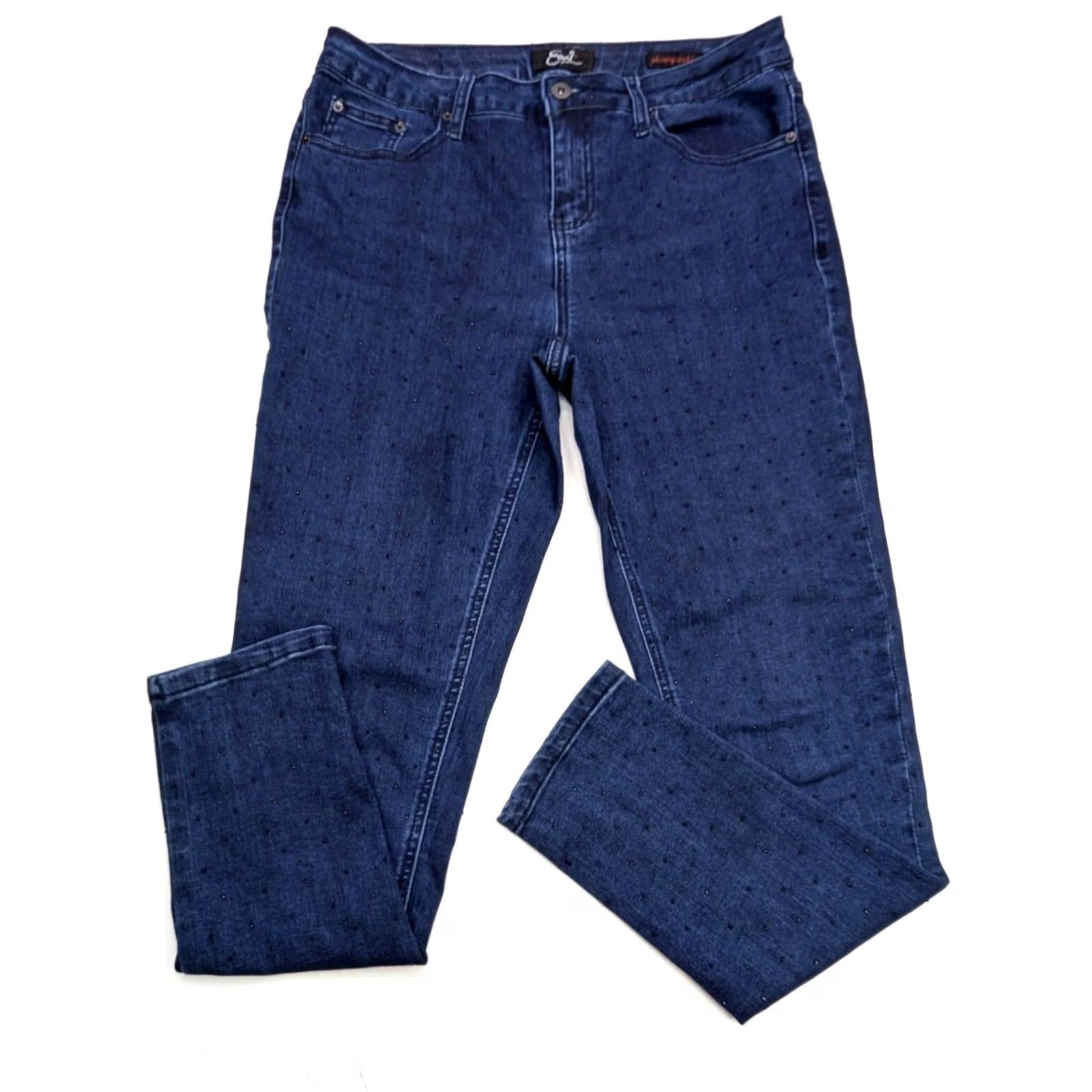 Vintage Earl Jeans Skinny Ankle Jeans Women 10 Blue Studded Logo 32x28 Slim 5-Pocket Denim Size 32" / US 10 / IT 46 - 4 Thumbnail