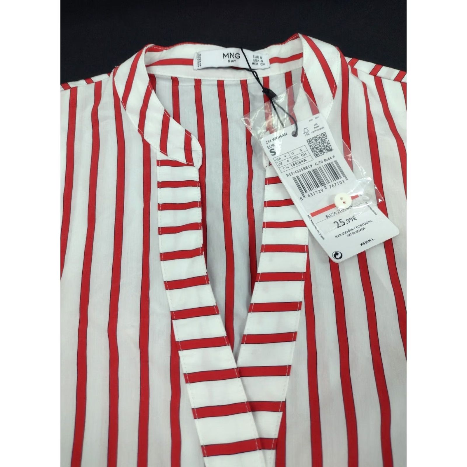 Vintage MNG Suit Shirt Sleeveless Button-Down V Neck White/Red Stripes 4 Womens Tunic Lace Sleeve-less Top Button Up Women Size S / US 4 / IT 40 - 2 Thumbnail