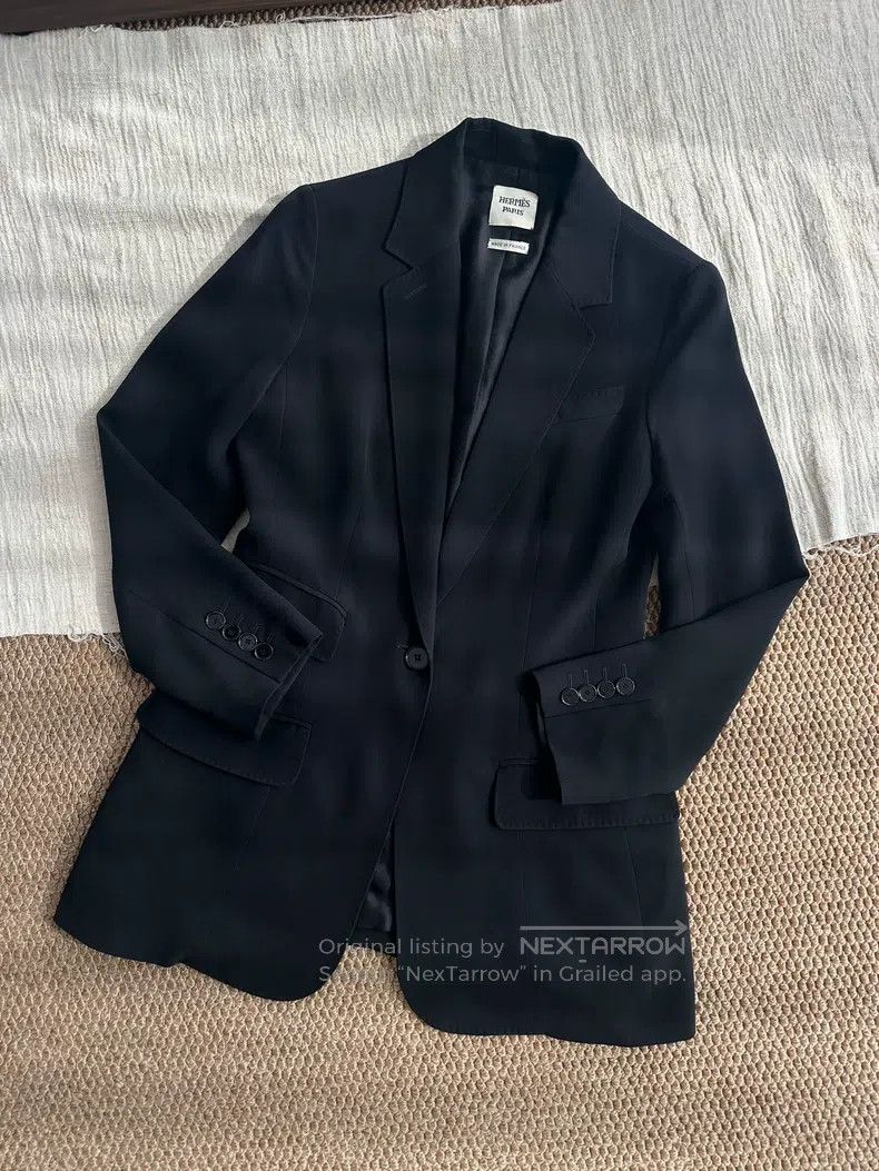 Hermes Hermes Waist Cinched Casual Asymmetrical Suit Jacket, Blac Size XS / US 0-2 / IT 36-38 - 2 Thumbnail