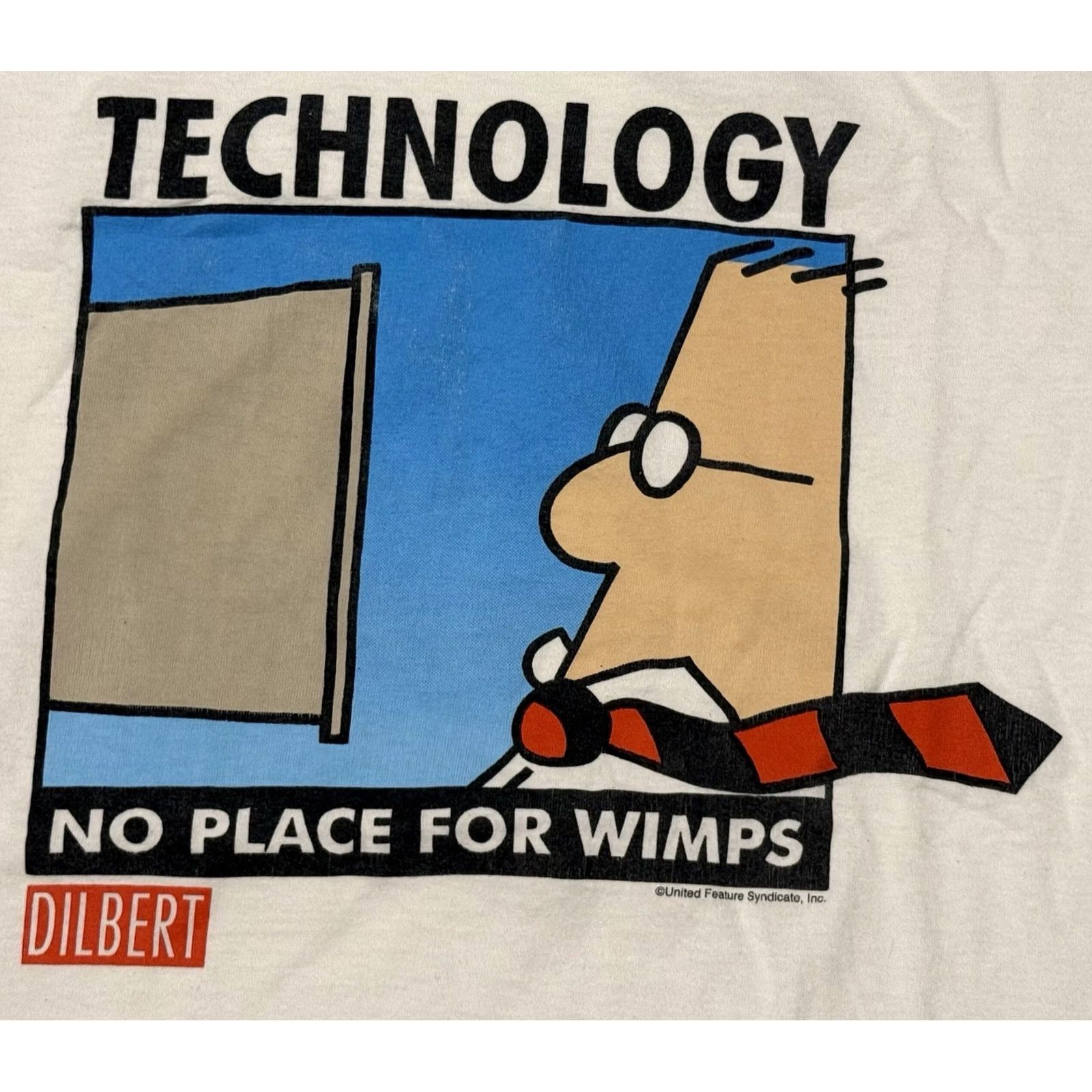 Vintage VINTAGE Dilbert Shirt Large White 90s Crew Neck Graphic Print Cotton Men Size US L / EU 52-54 / 3 - 3 Thumbnail