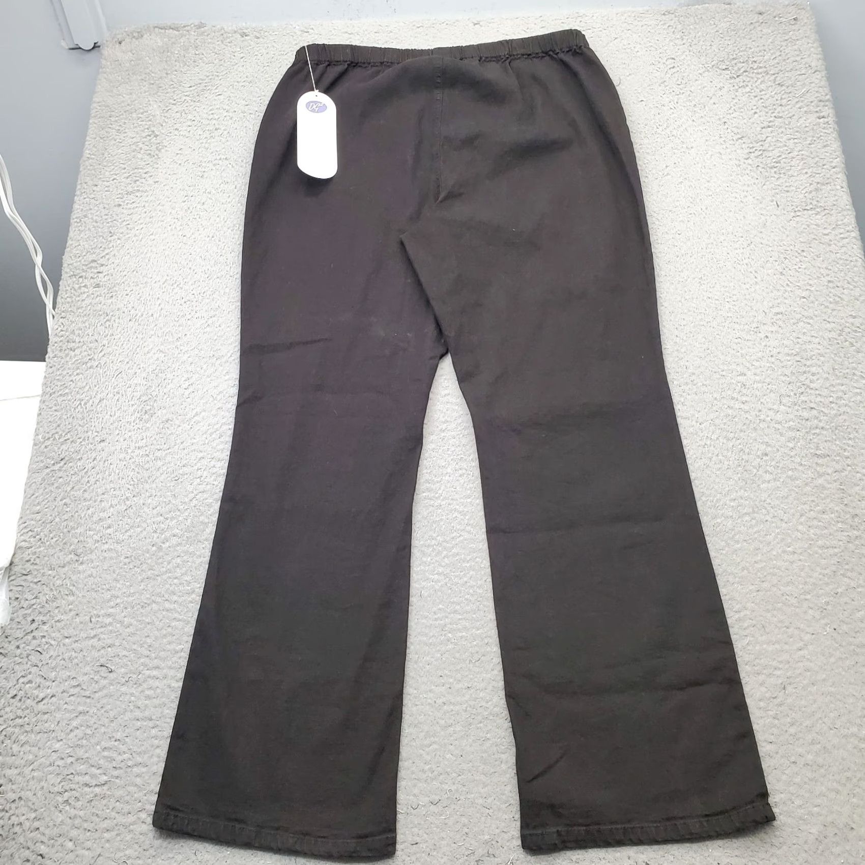 Vintage Diane Gilman DG2 Pants Womens 1X Black Stretch Wide-Leg Elastic Waist Casual Size 40" / US 18 - 2 Thumbnail