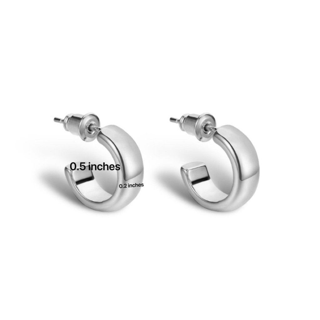 Other Classic Polished C Shape Stud Earrings for Women Size ONE SIZE - 4 Thumbnail