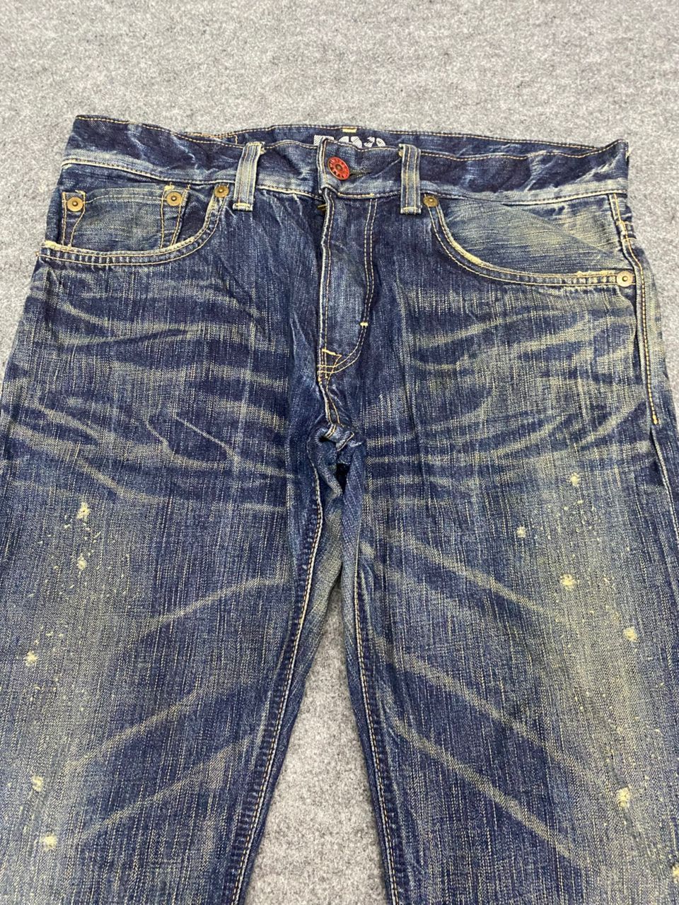 Edwin 💥Flare💥Vintage Edwin 503 Blue Trip Distressed denim Size US 35 - 9 Thumbnail