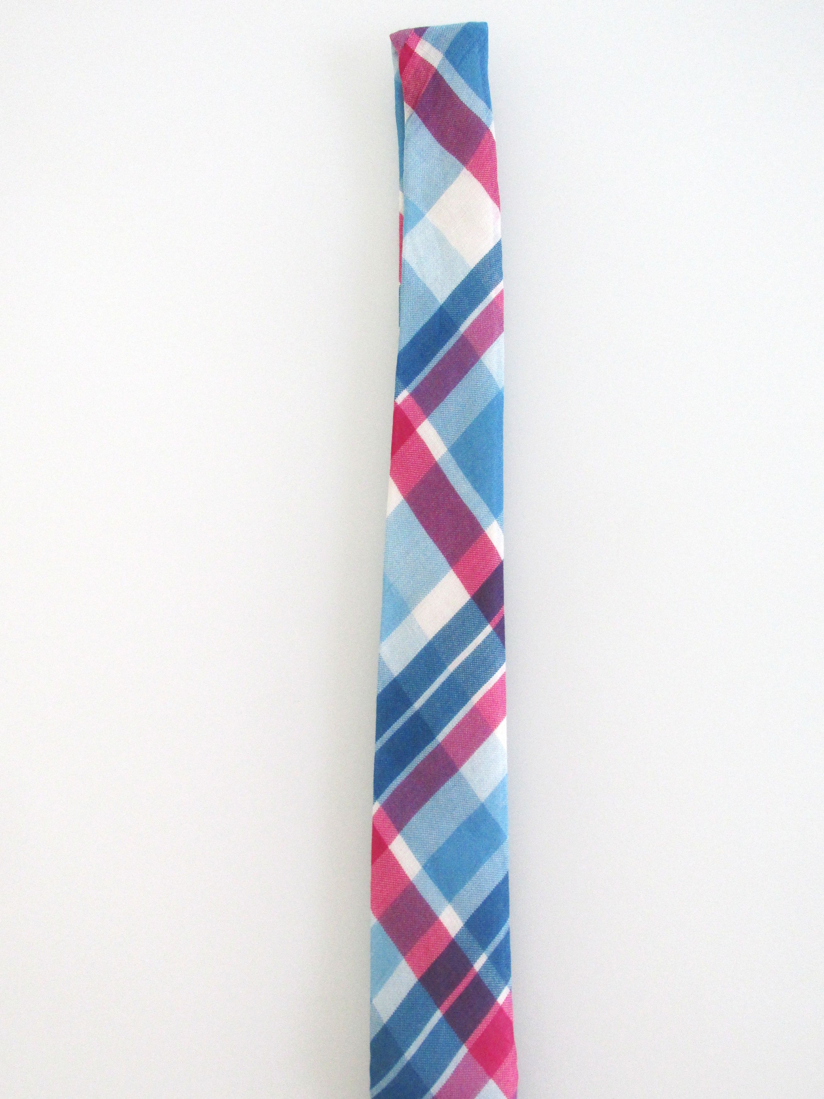 Express Express Men's Narrow Linen Plaid Tie Size ONE SIZE - 3 Thumbnail
