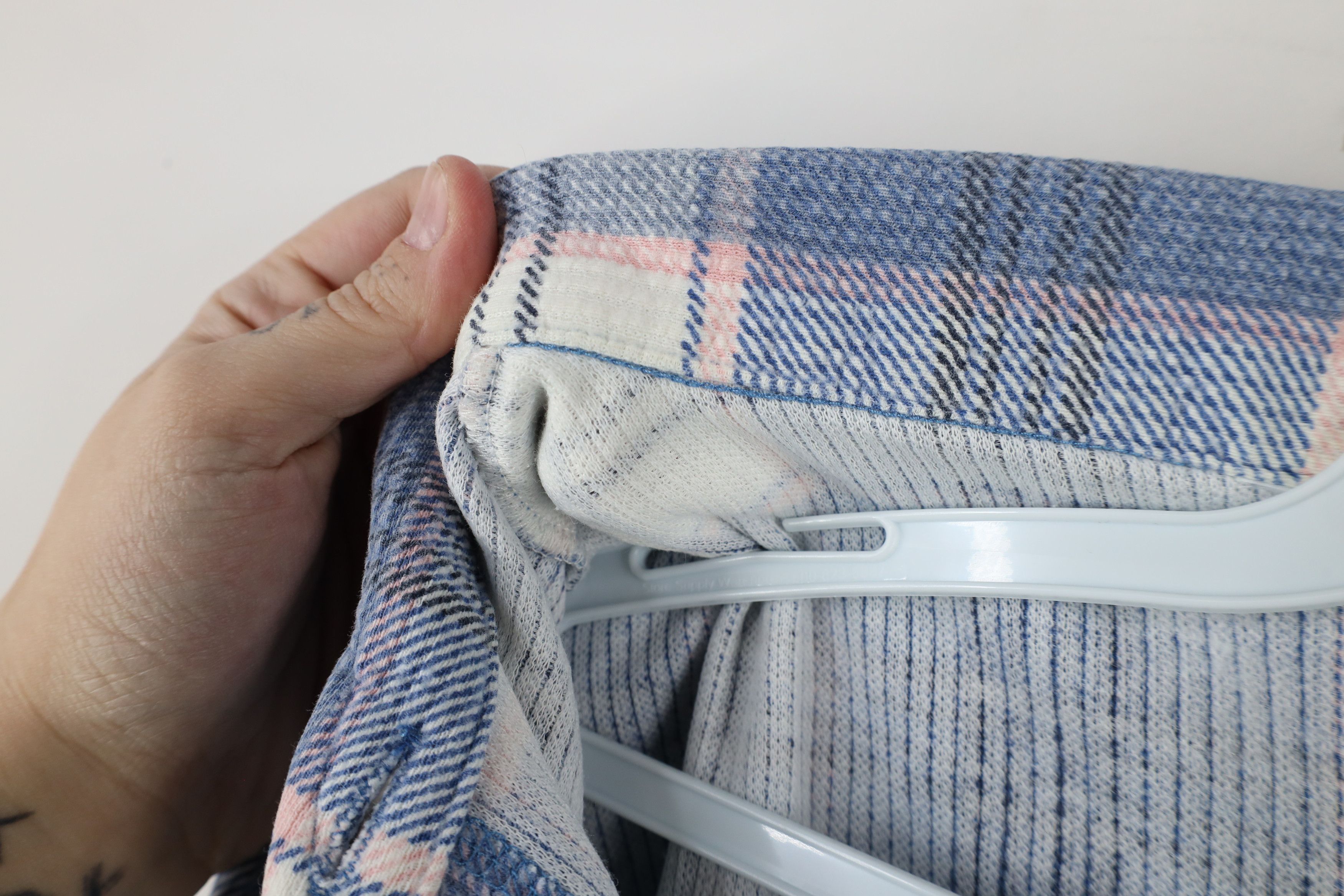 Vintage Vintage 90s Streetwear Knit Flannel Collared Button Shirt Size L / US 10 / IT 46 - 6 Thumbnail