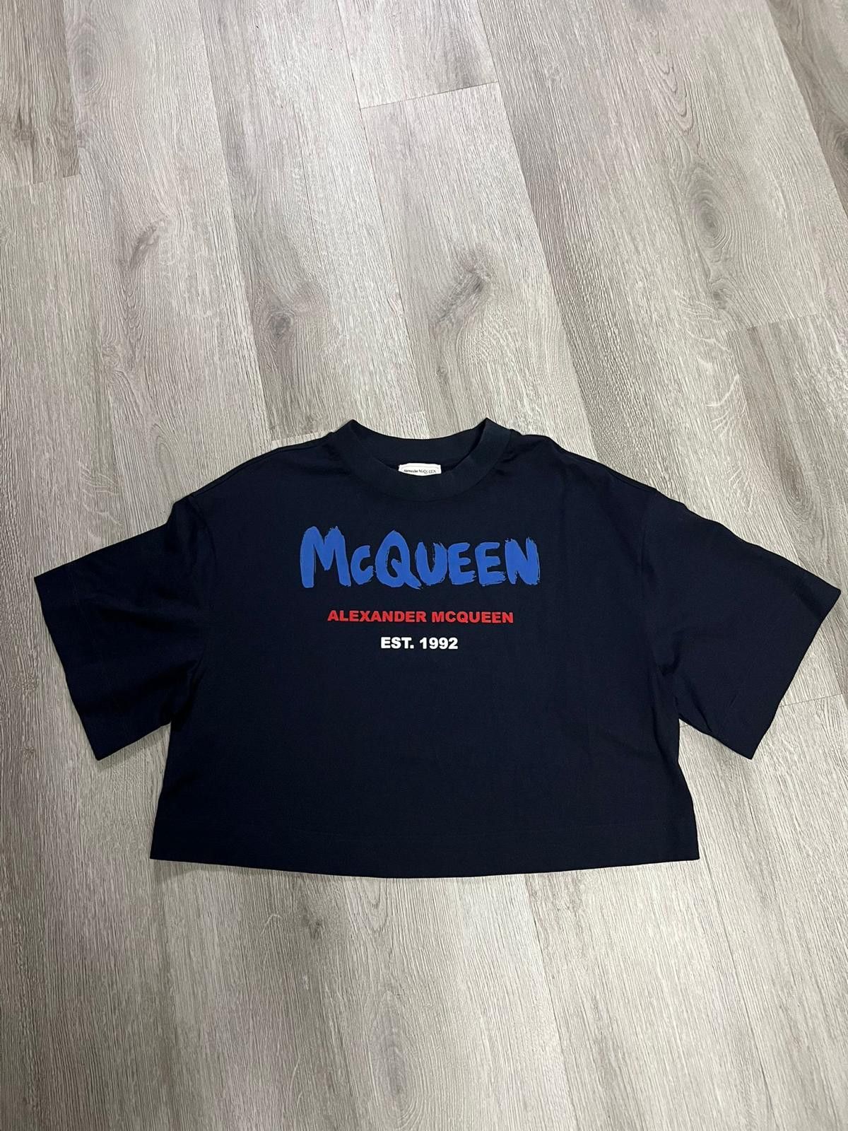 Alexander McQueen CC000024 Mcqueen Graffiti T-Shirt in Dark Blue Size M / US 6-8 / IT 42-44 - 1 Thumbnail