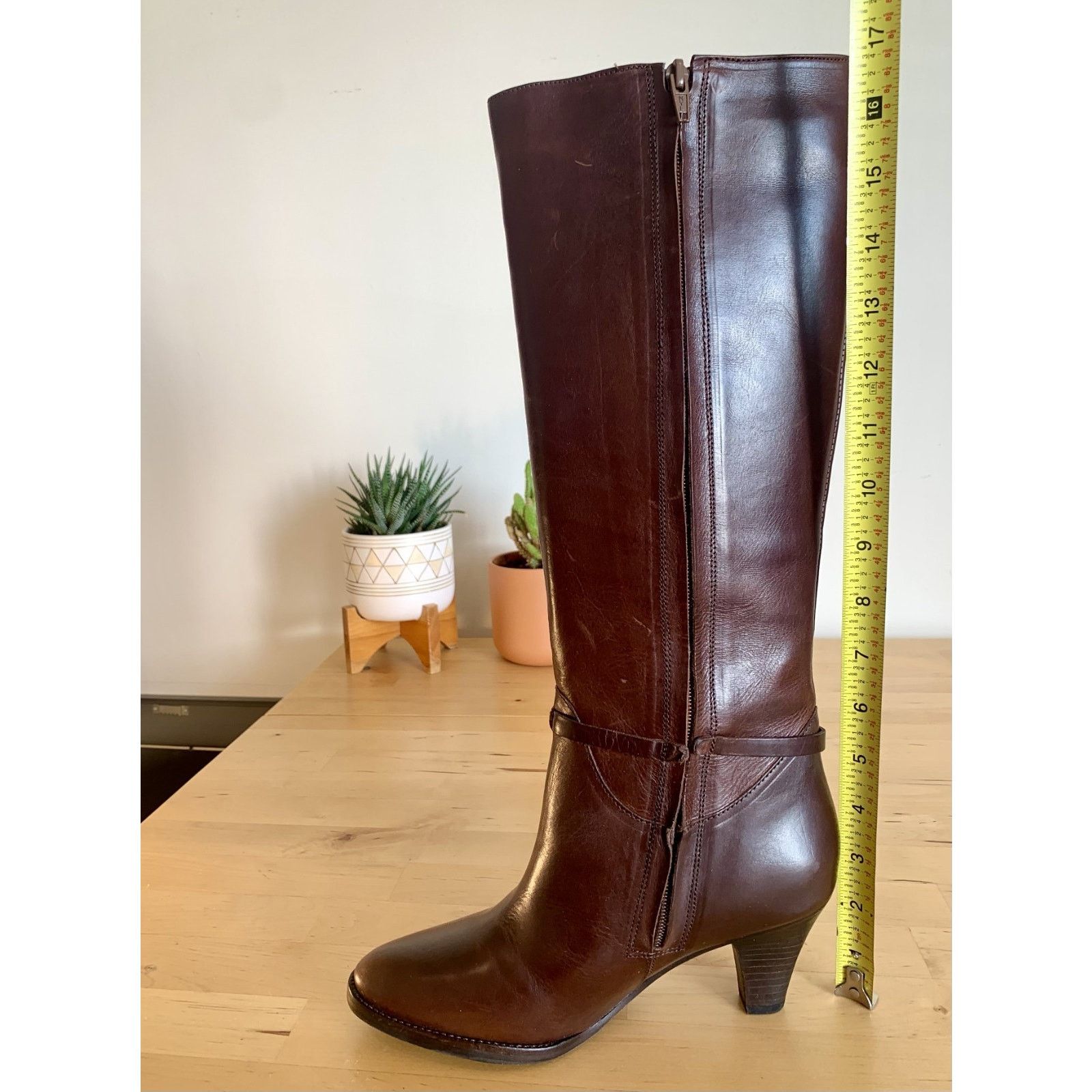 Frye NIB Frye Tina Pleat Knee High Brown Leather Boots Size 6 Size US 6 / IT 36 - 4 Thumbnail