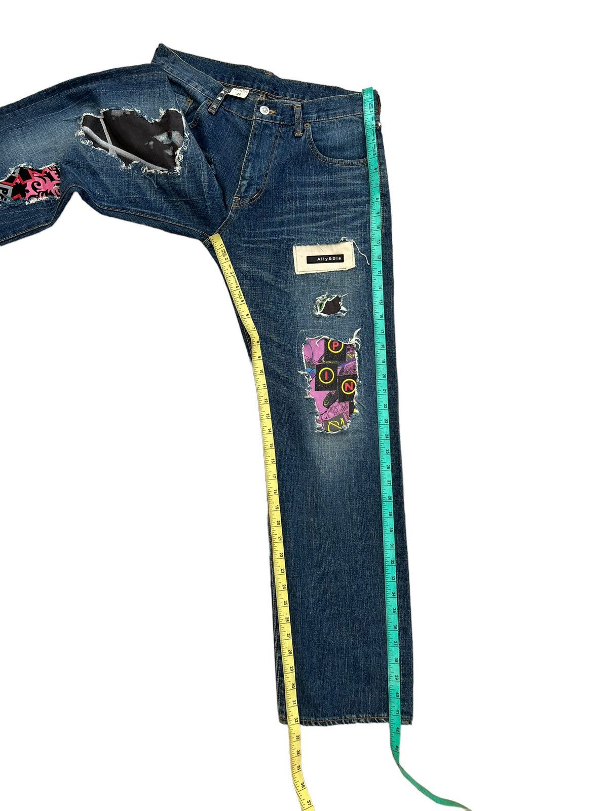 Vintage ALLY & DIA Japan Ripped Patchwork Rivets Denim Size US 31 - 5 Thumbnail