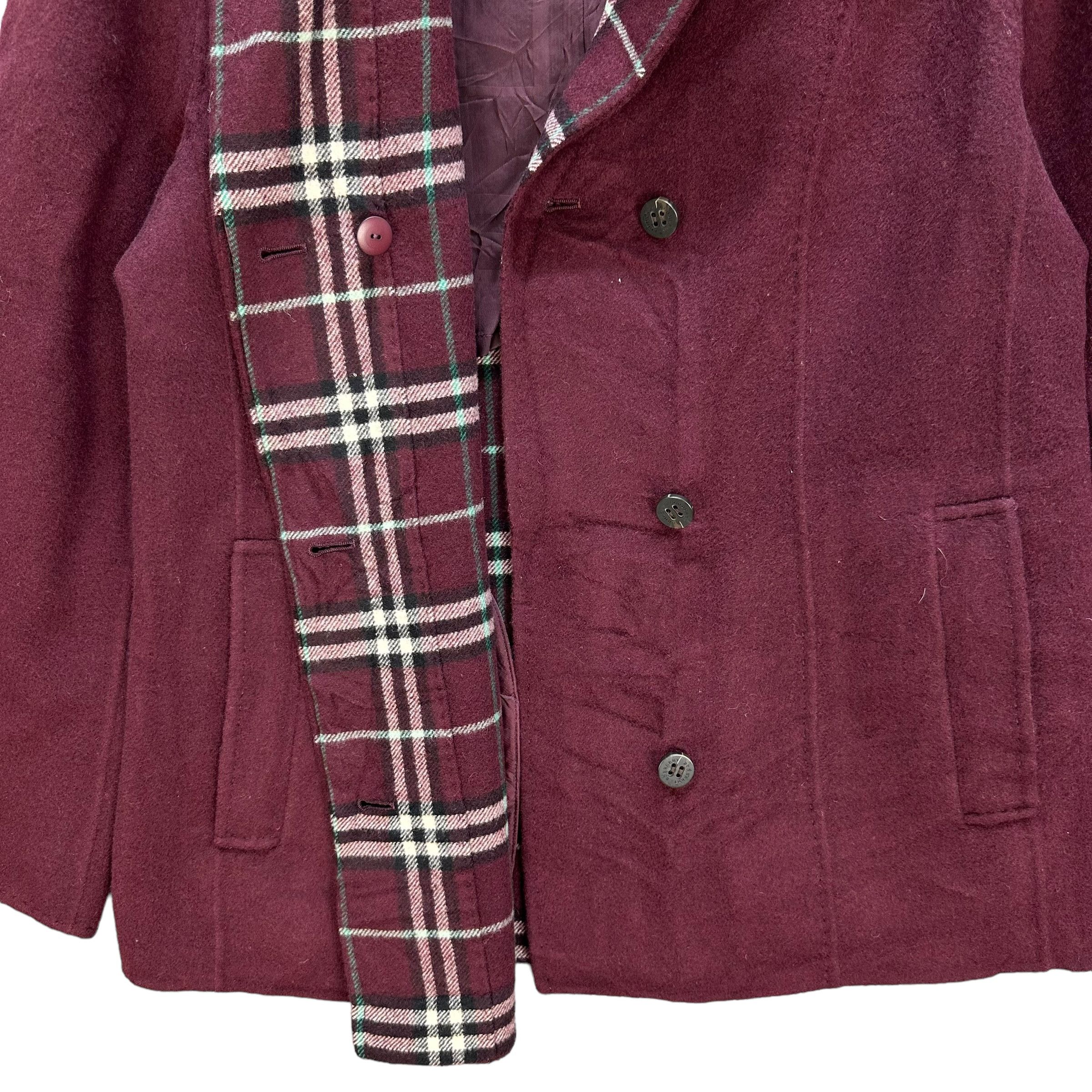 Burberry Burberry London Nova Check Maroon Wool Coat Jacket #A25-0569 Size M / US 6-8 / IT 42-44 - 6 Thumbnail