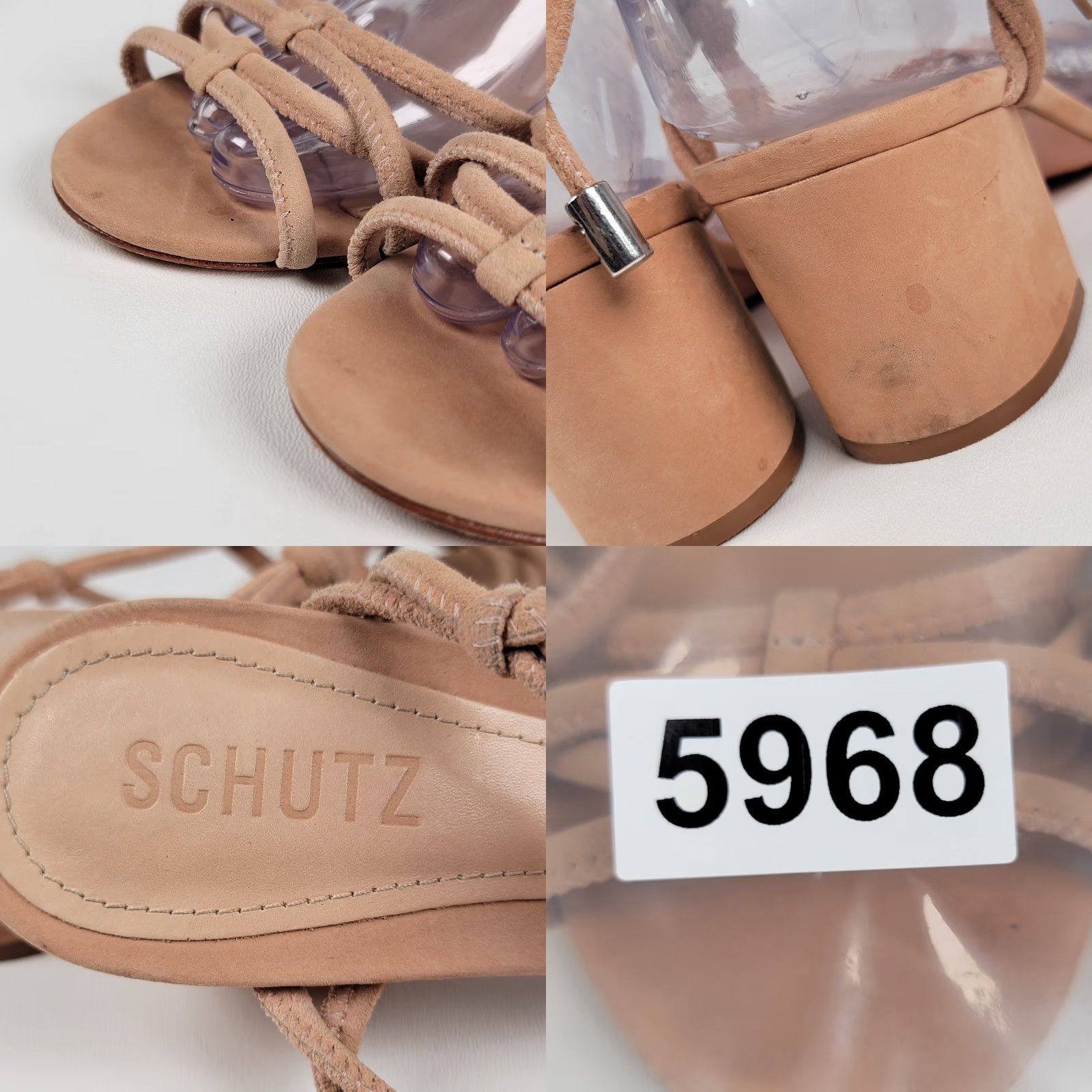 SCHUTZ Schutz Women’s Sandal Block Heel Leather Tan 7B Tie Strappy Women Shoes Size US 7 / IT 37 - 9 Thumbnail