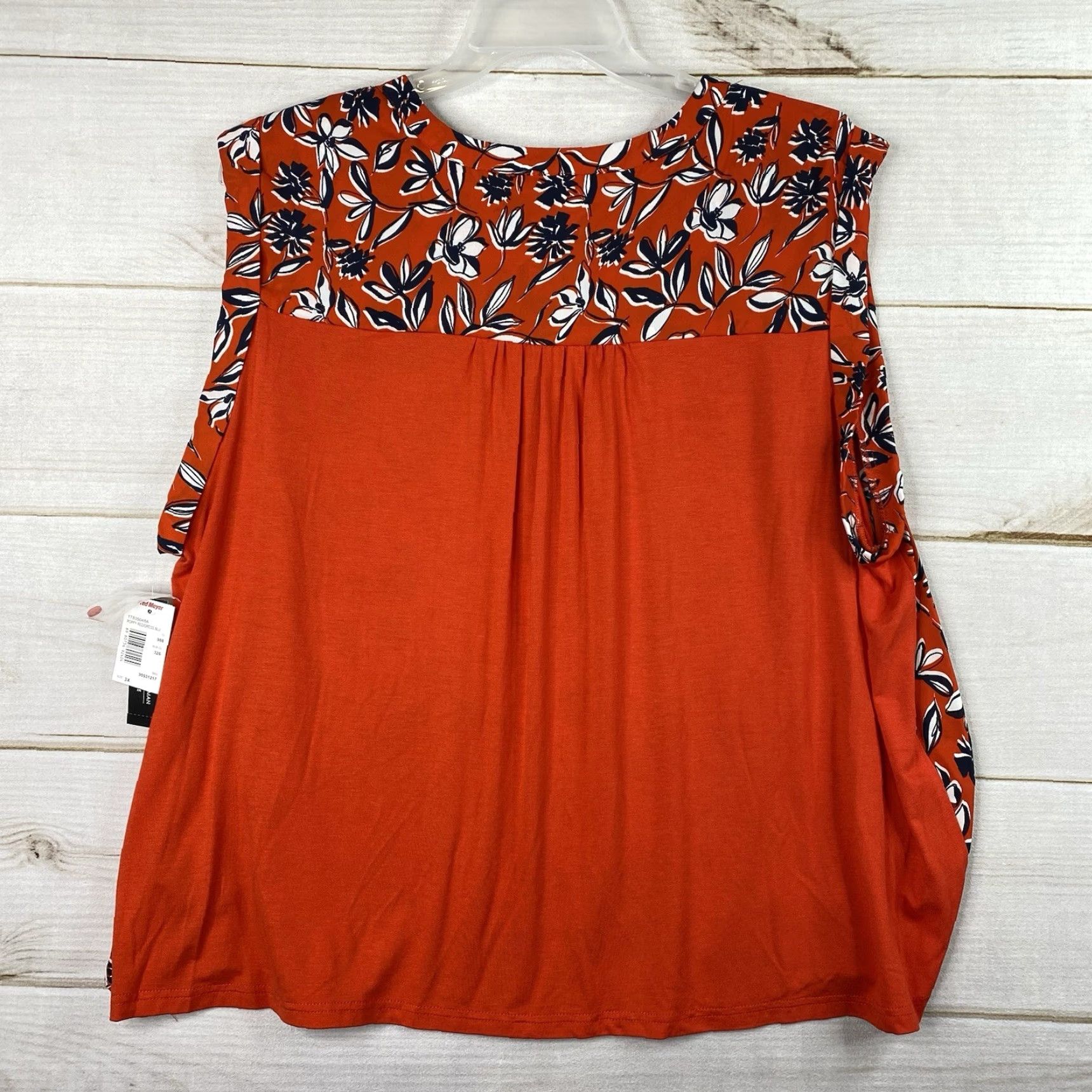 Vintage VINTAGE Zac & Rachel Top Womens 3X Red Floral Mixed Media Button Up Sleeveless Boho NWT Size XXL / US 16-18 / IT 52-54 - 7 Thumbnail