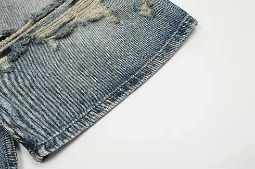 Japanese Brand × Vintage ripped denim hip-hop shorts. Size US 37 - 9 Thumbnail