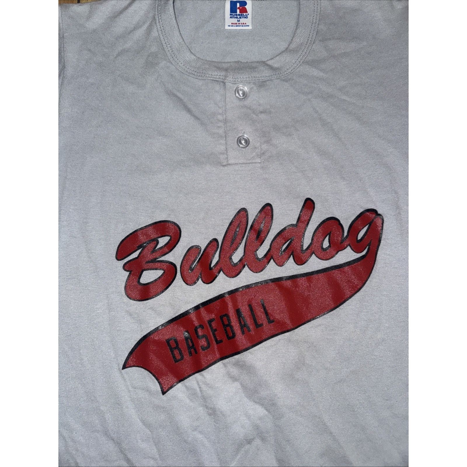Russell Athletic × Vintage Russell Athletic Henley T-Shirt M Bulldogs Gray USA Made Size US M / EU 48-50 / 2 - 2 Thumbnail