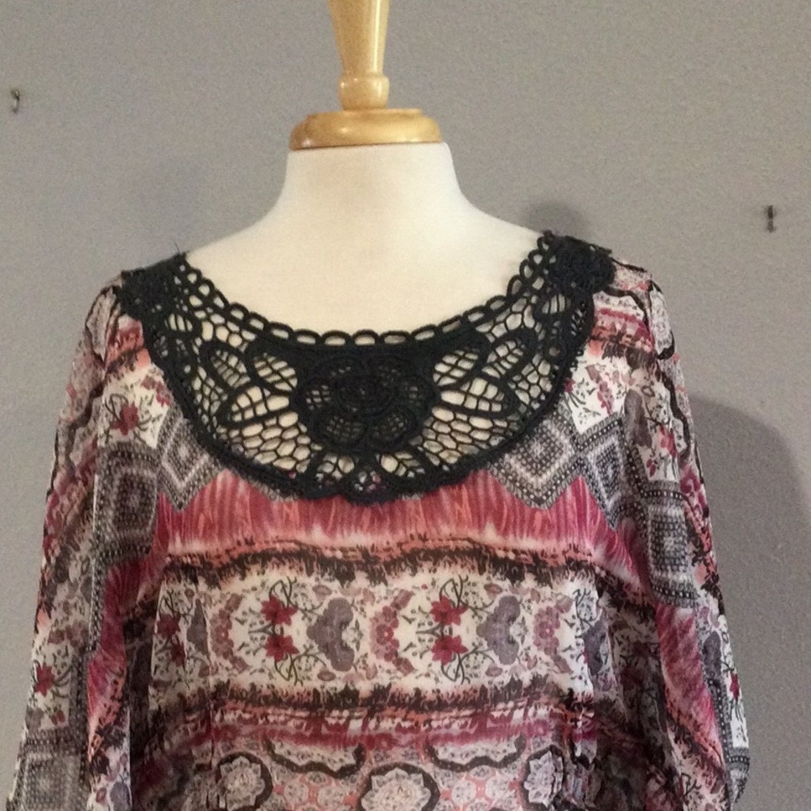 Other Love Potion Multicolor Sheer Flutter Sleeve Top Size M Size M / US 6-8 / IT 42-44 - 2 Thumbnail