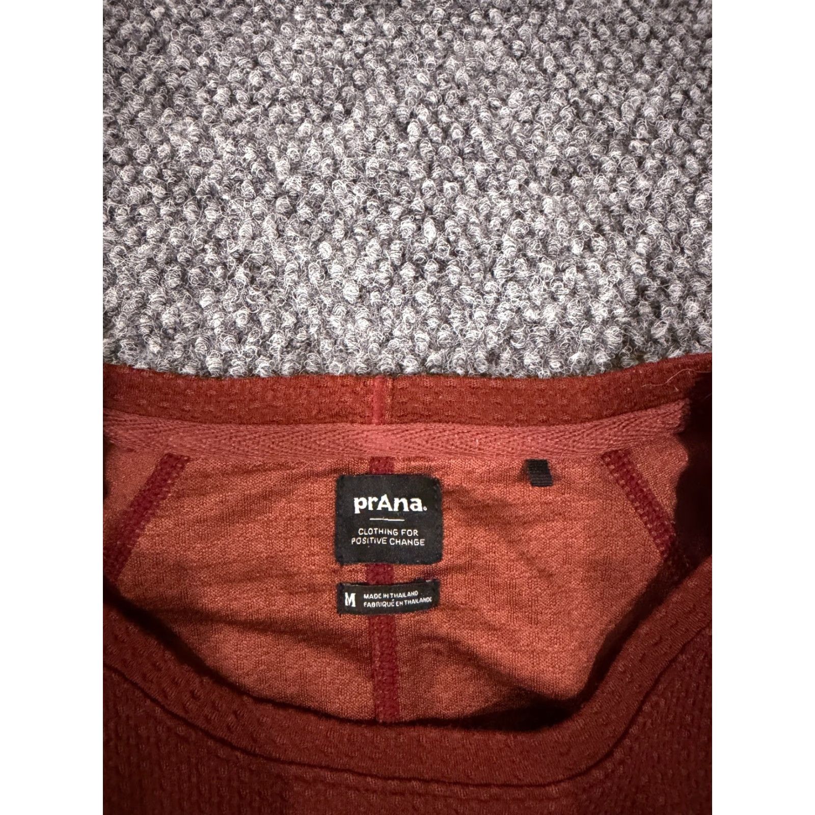 Prana Prana Shirt Womens M Red Long Sleeve Thermal Knit Casual Outdoor Centered Floral Button Knit Cotton Machine Washable Mens? Size M / US 6-8 / IT 42-44 - 3 Thumbnail