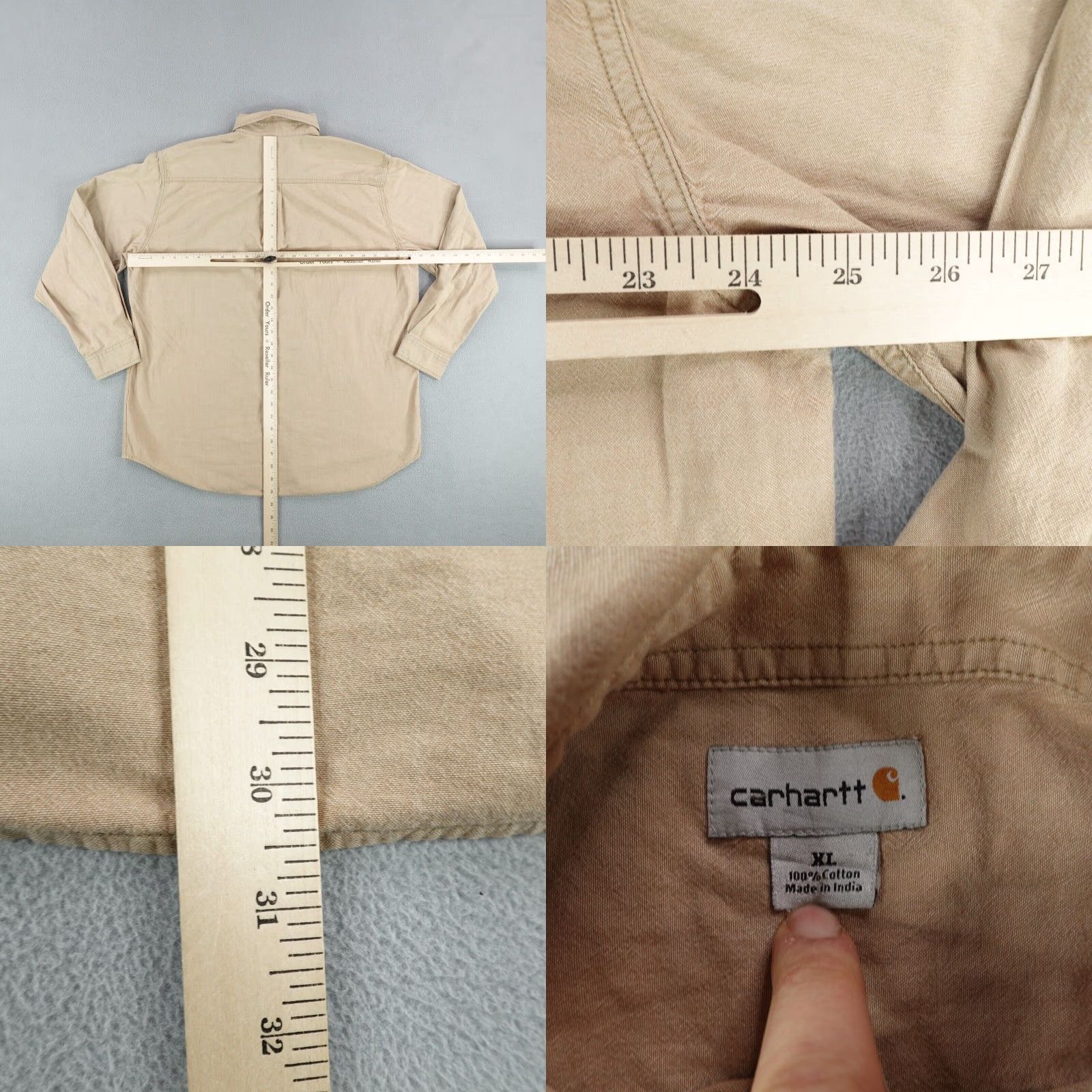 Carhartt VINTAGE Carhartt Shirt Mens XL Khaki Beige Tan Midweight Chambray Button Up Utility Size US XL / EU 56 / 4 - 8 Thumbnail