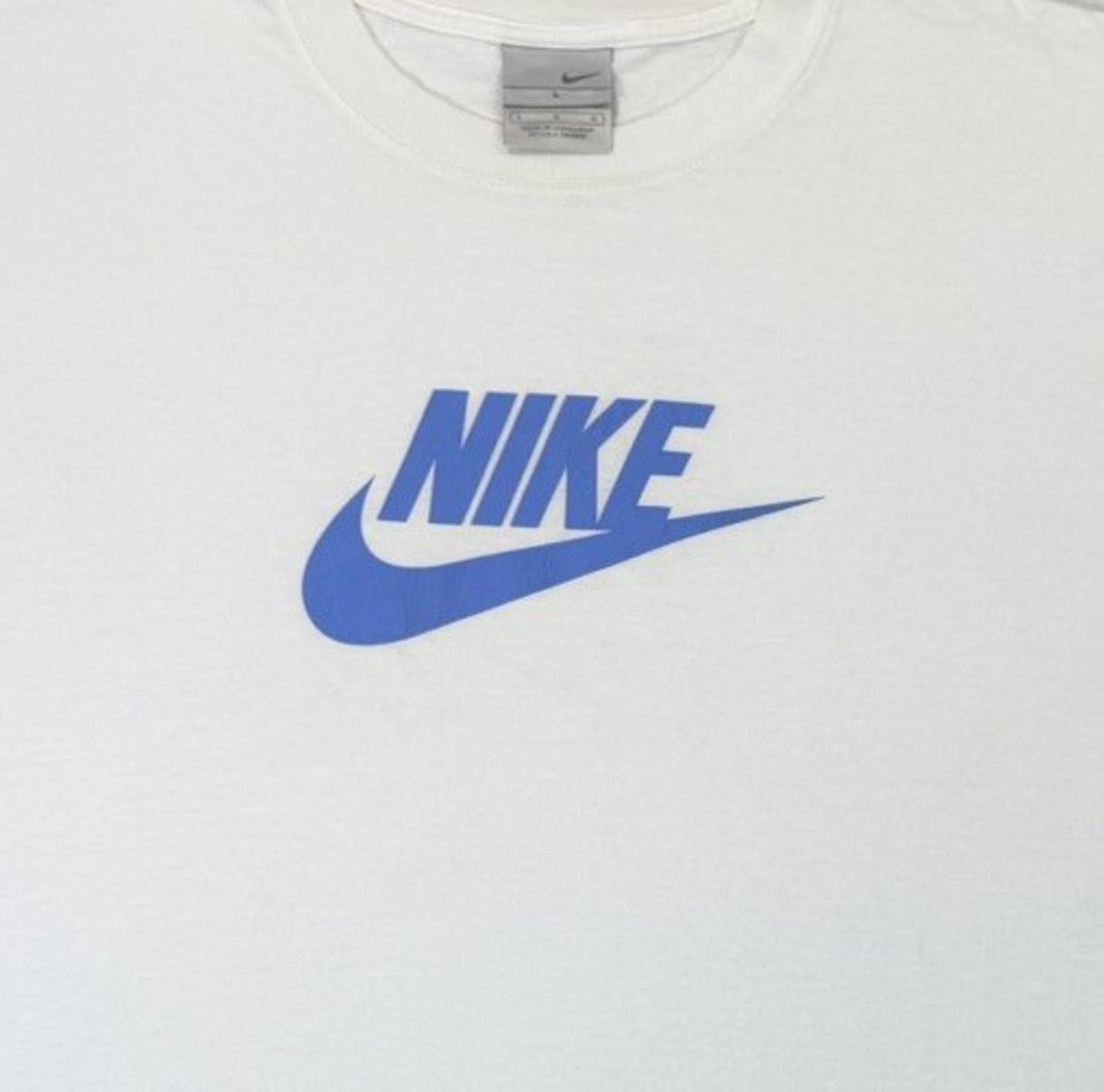Nike Y2K Nike Blue Spell Out Swoosh Logo White T-Shirt L Grey Tag Size US L / EU 52-54 / 3 - 5 Thumbnail