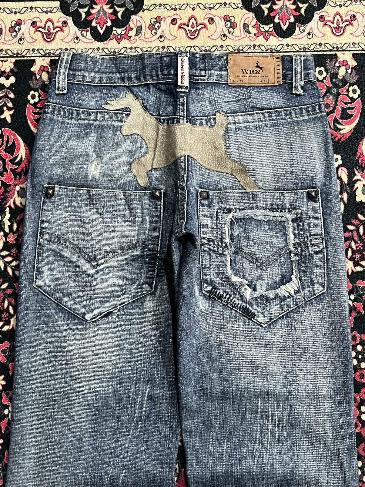 Who Decides War Warren Webber Studded Pocket Antelope Patches Blue Jeans Size US 28 / EU 44 - 8 Thumbnail