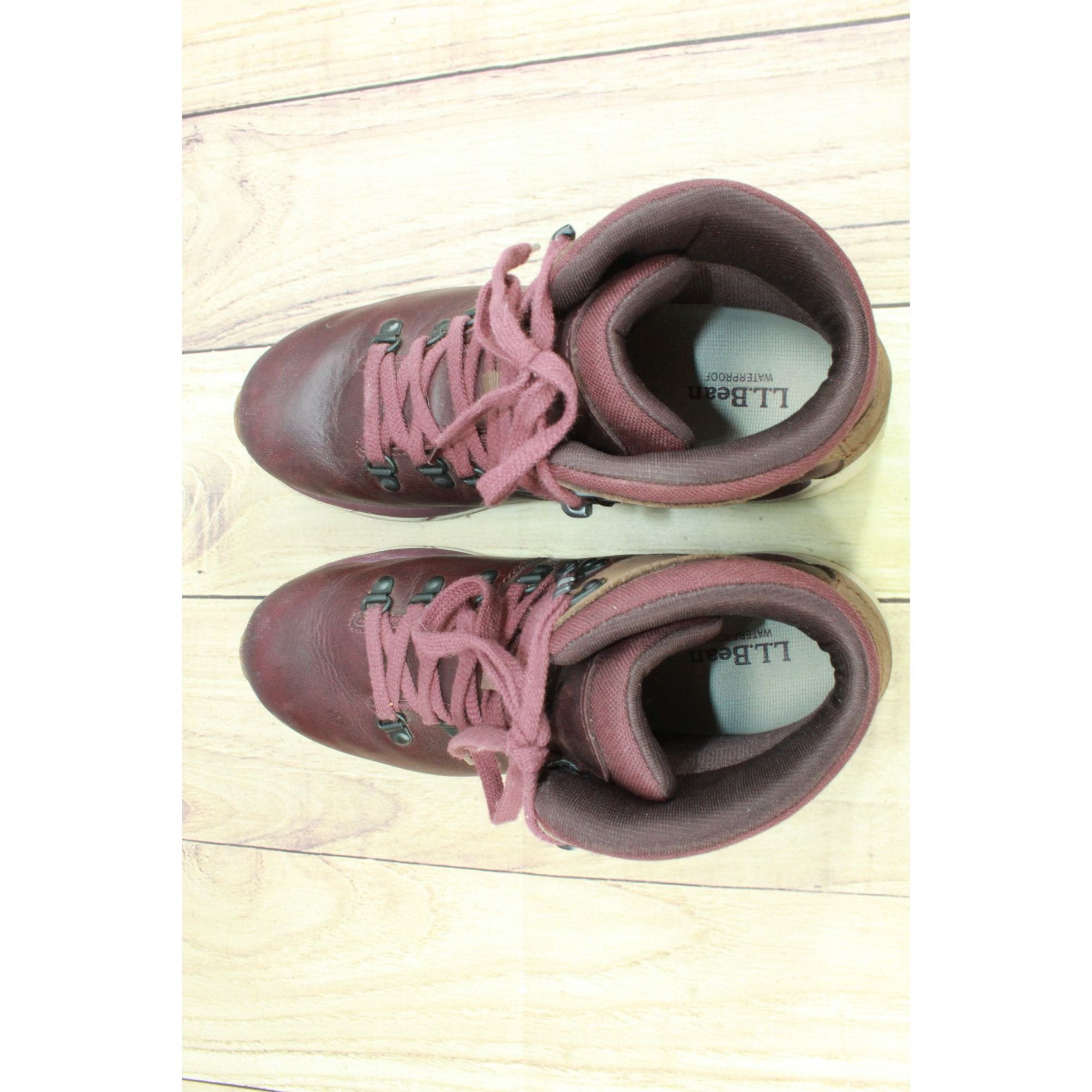 L.L. Bean × Leather LL Bean Alpine Burgundy Leather Waterproof Hiking Boots Size US 9.5 / IT 39.5 - 8 Thumbnail