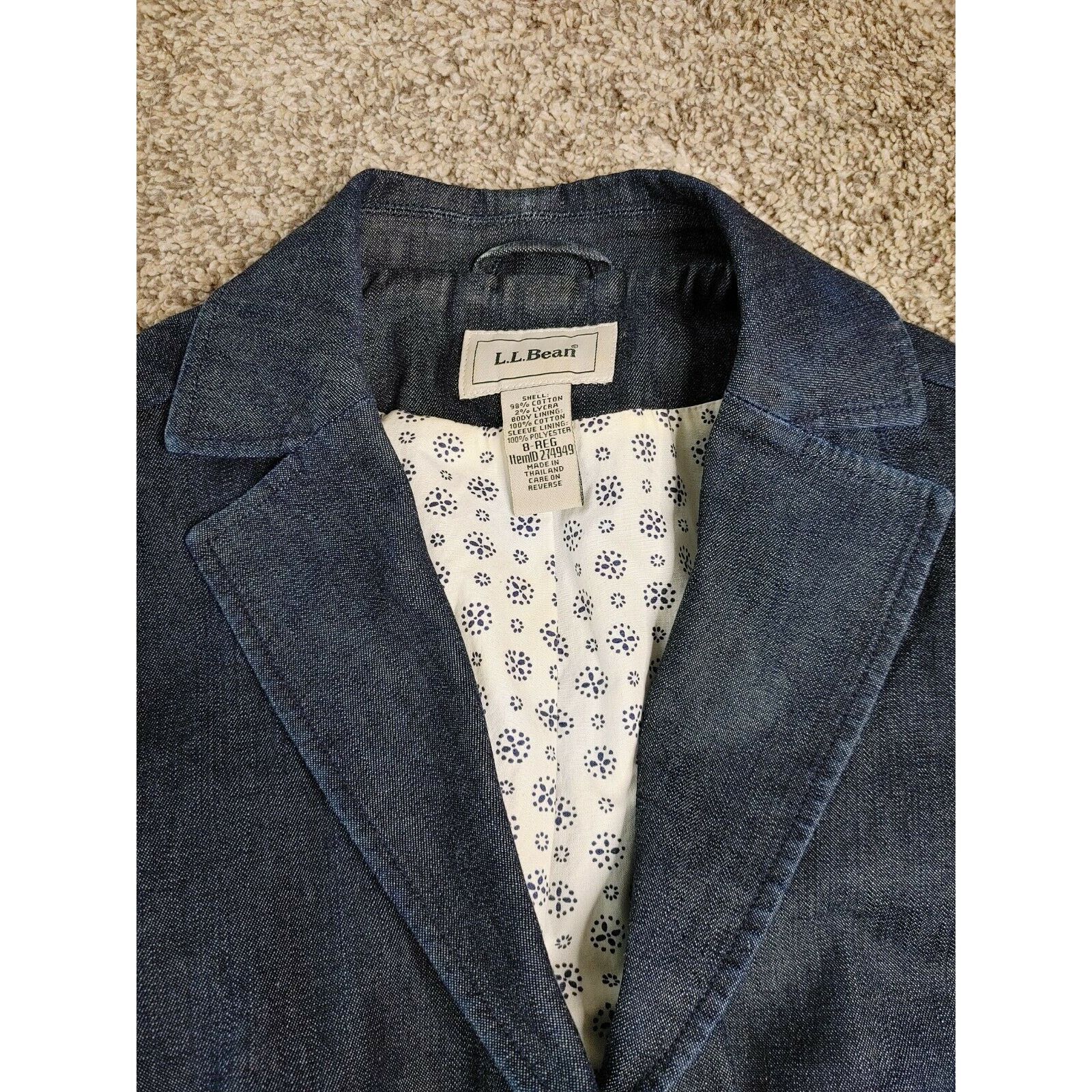 L.L. Bean LL Bean Dark Blue Denim Blazer Jacket Lined Womens Size 8 Size M / US 6-8 / IT 42-44 - 2 Thumbnail