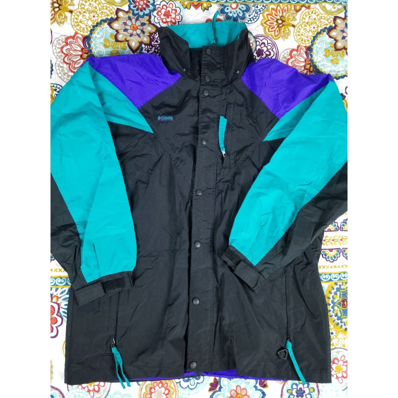 Vintage VINTAGE Columbia Windbreaker Jacket Mens M 90s Williwaw Black Aqua Purple 90s Columbia Windbreaker Parka Mens M Size US M / EU 48-50 / 2 - 4 Thumbnail