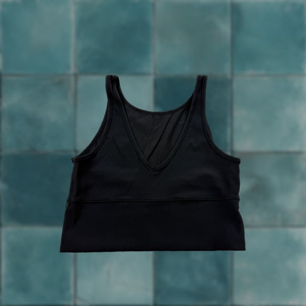 Lululemon Lululemon Sports Bra Womens M Black Ribbed Longline V Neck Yoga Gym Top Size M / US 6-8 / IT 42-44 - 1 Thumbnail