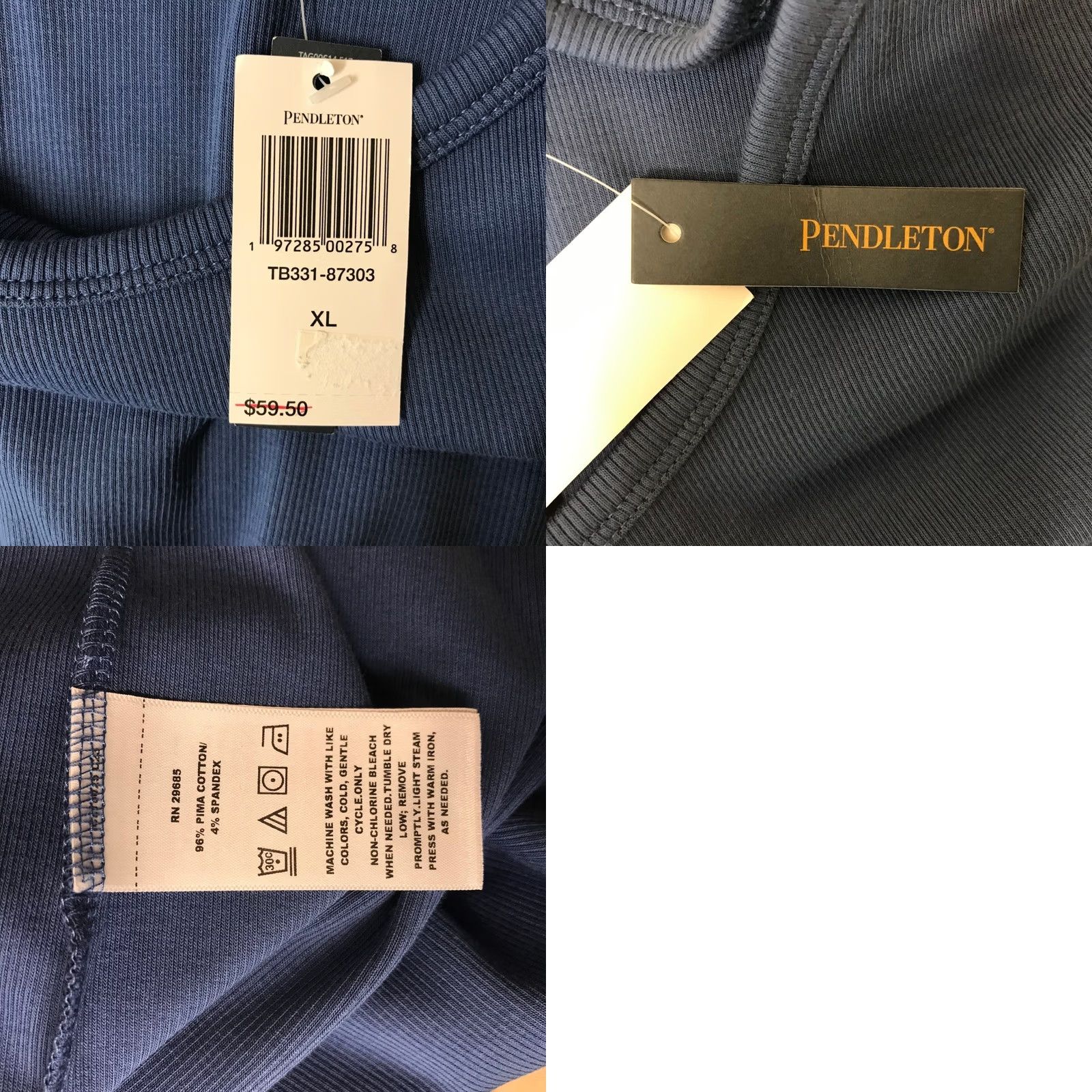 Pendleton VINTAGE Pendleton Blue Ribbed Crew Neck Knit Top XL Womens Size XL / US 12-14 / IT 48-50 - 8 Thumbnail