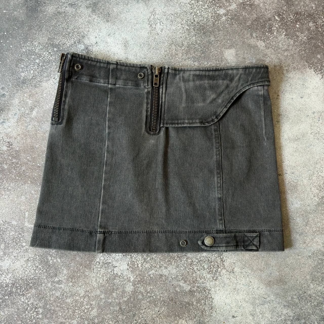 Diesel Diesel Gothic Washed Grey Mini Skirt Size 29" - 6 Thumbnail