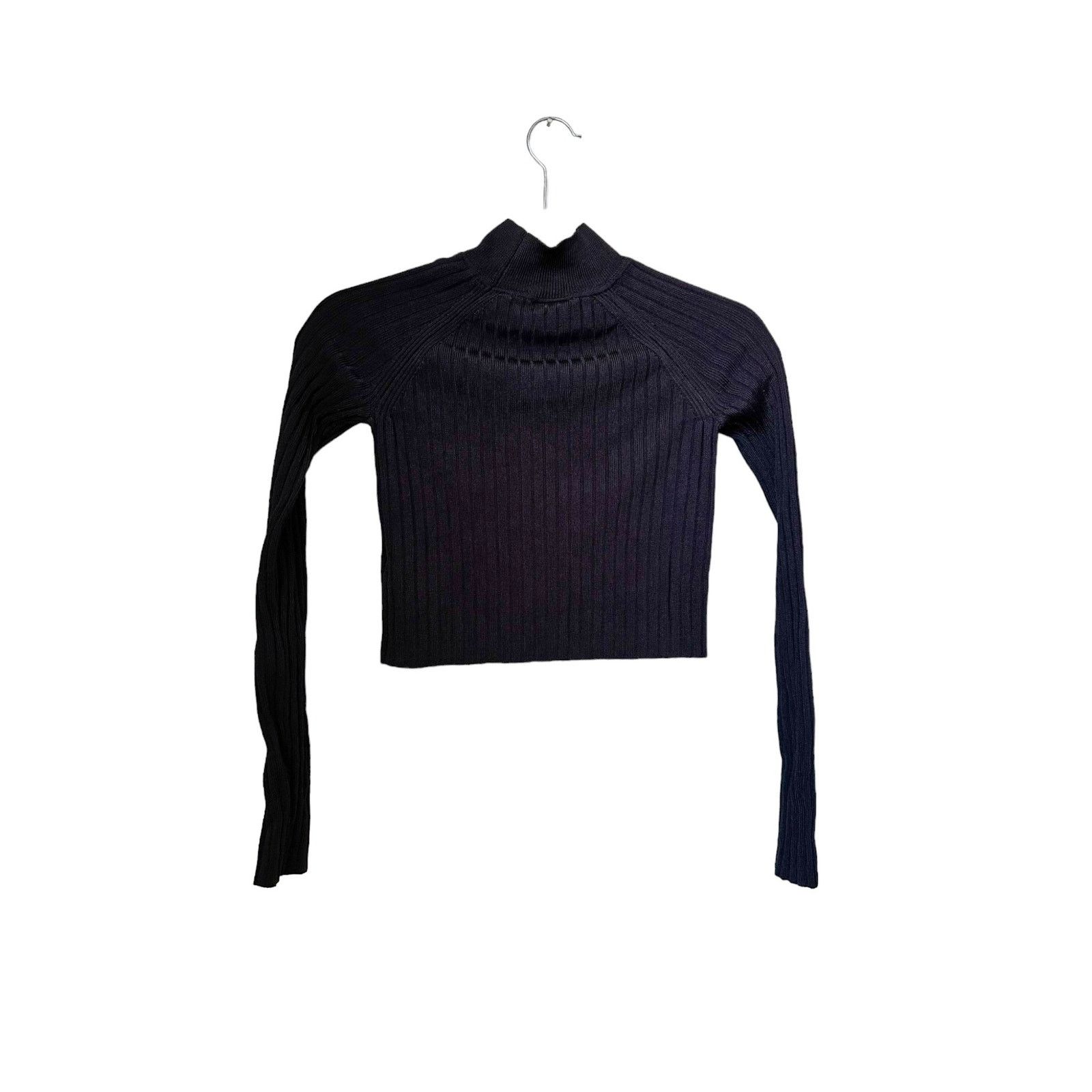 Topshop Topshop Black Ribbed Mock Neck Long Sleeve Top , Size 2 Size XS / US 0-2 / IT 36-38 - 3 Thumbnail