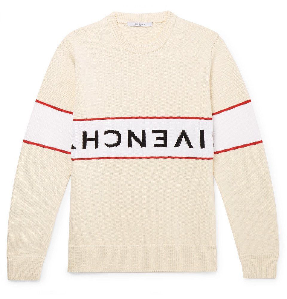 Givenchy o1srvl11e0326 Reverse Logo Intarsia Sweater in Multicolor Size US XXL / EU 58 / 5 - 1 Thumbnail