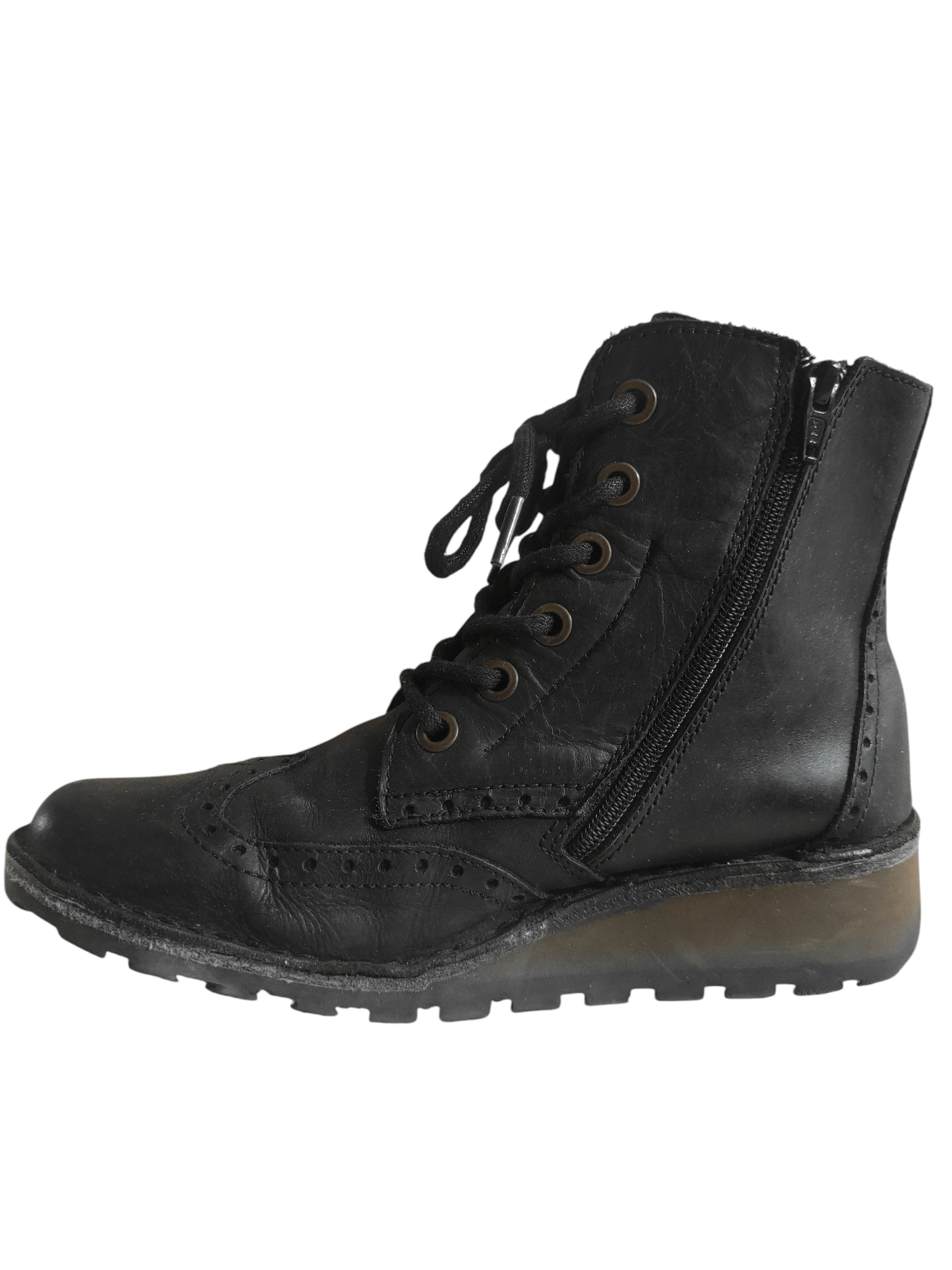 Fly London FLY LONDON Leather Brogue Low-wedge Lace-up ankle Boots Size US 9 / IT 39 - 6 Thumbnail
