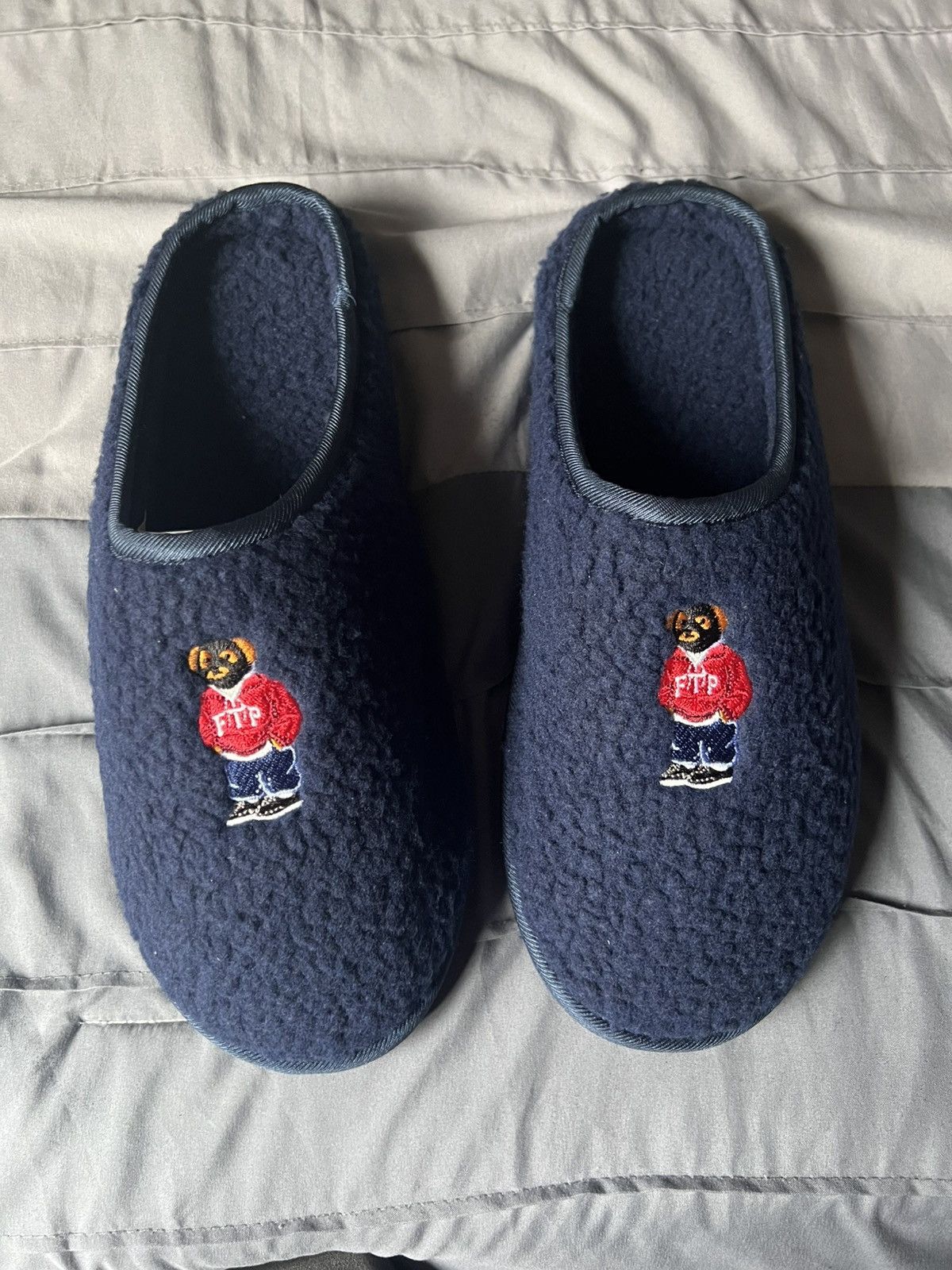 Fuck The Population FTP Teddy Bear Slippers Navy Size 12 Size US 12 / EU 45 - 1 Thumbnail