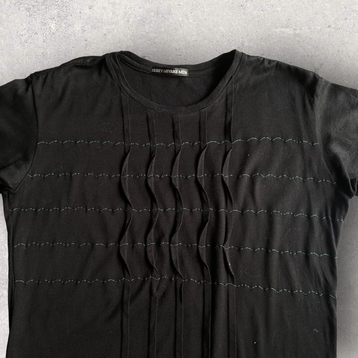 image of Issey Miyake Fall15 Pleated T Shirt in Black, Men's (Size Small)