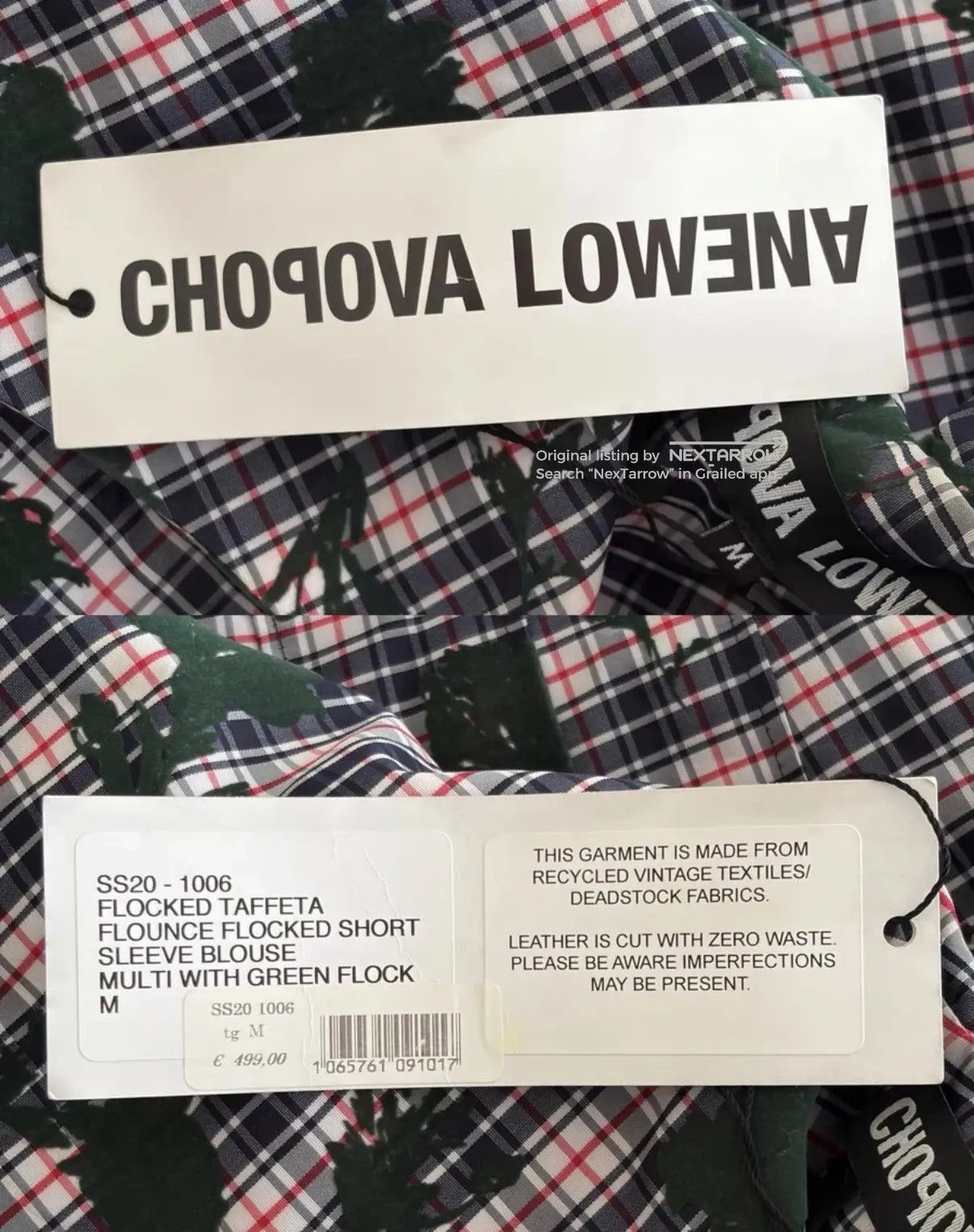 Chopova Lowena 20ss Floral Plaid Shirt Kkkk132608, Women's (Size M) — image 6 of 6
