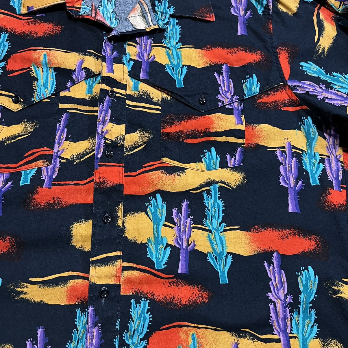 Wrangler Vintage Wrangler Brushpopper Button Up Shirt Western Cactus Size US XL / EU 56 / 4 - 9 Thumbnail