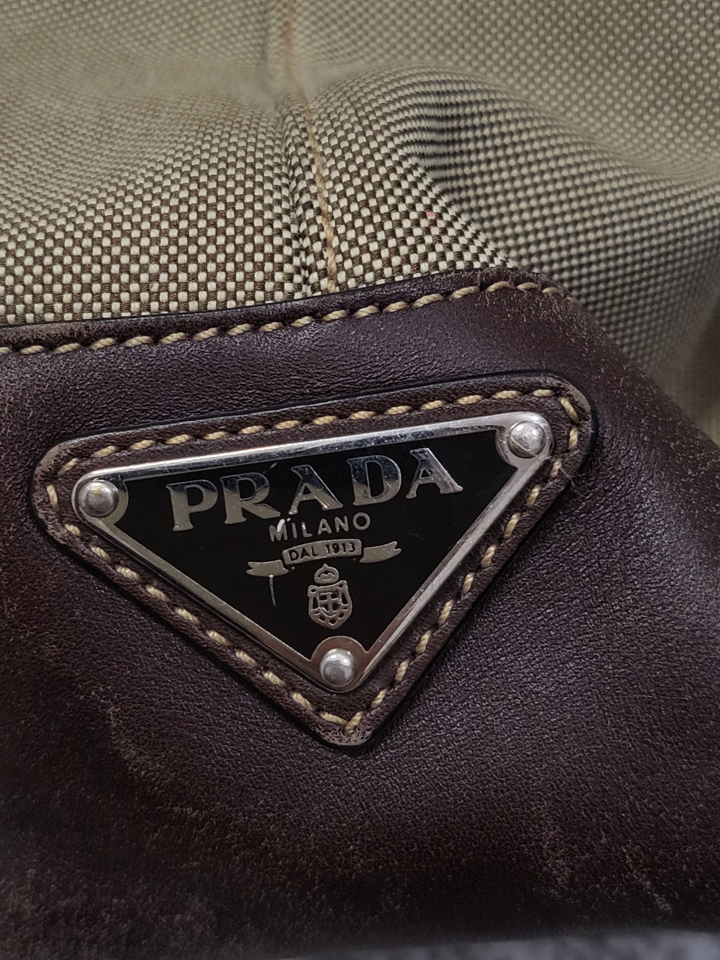 Prada PRADA Logo Jacquard Leather 2Way Bag Beige Broun Size ONE SIZE - 14 Thumbnail