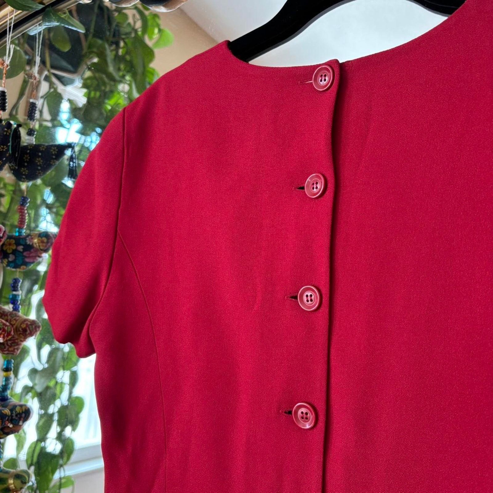 Ann Taylor Vintage 90s Ann Taylor Red Button Back Dress 6 Retro Classic Size M / US 6-8 / IT 42-44 - 8 Thumbnail