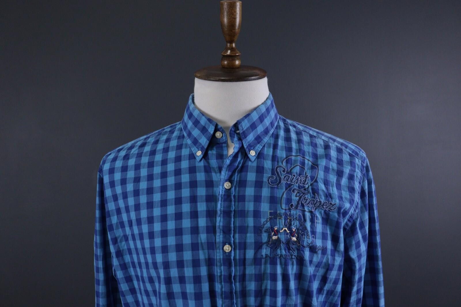 La Martina La Martina Blue Check Slim Saint Tropez Shirt Size XXL Size US XXL / EU 58 / 5 - 2 Thumbnail