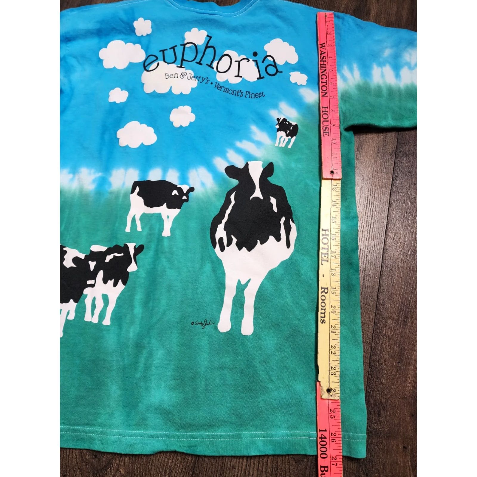 Vintage Mens L Ben & Jerry’s Ice Cream Euphoria AOP Tie Dye T Shirt Made In USA Size US L / EU 52-54 / 3 - 3 Thumbnail